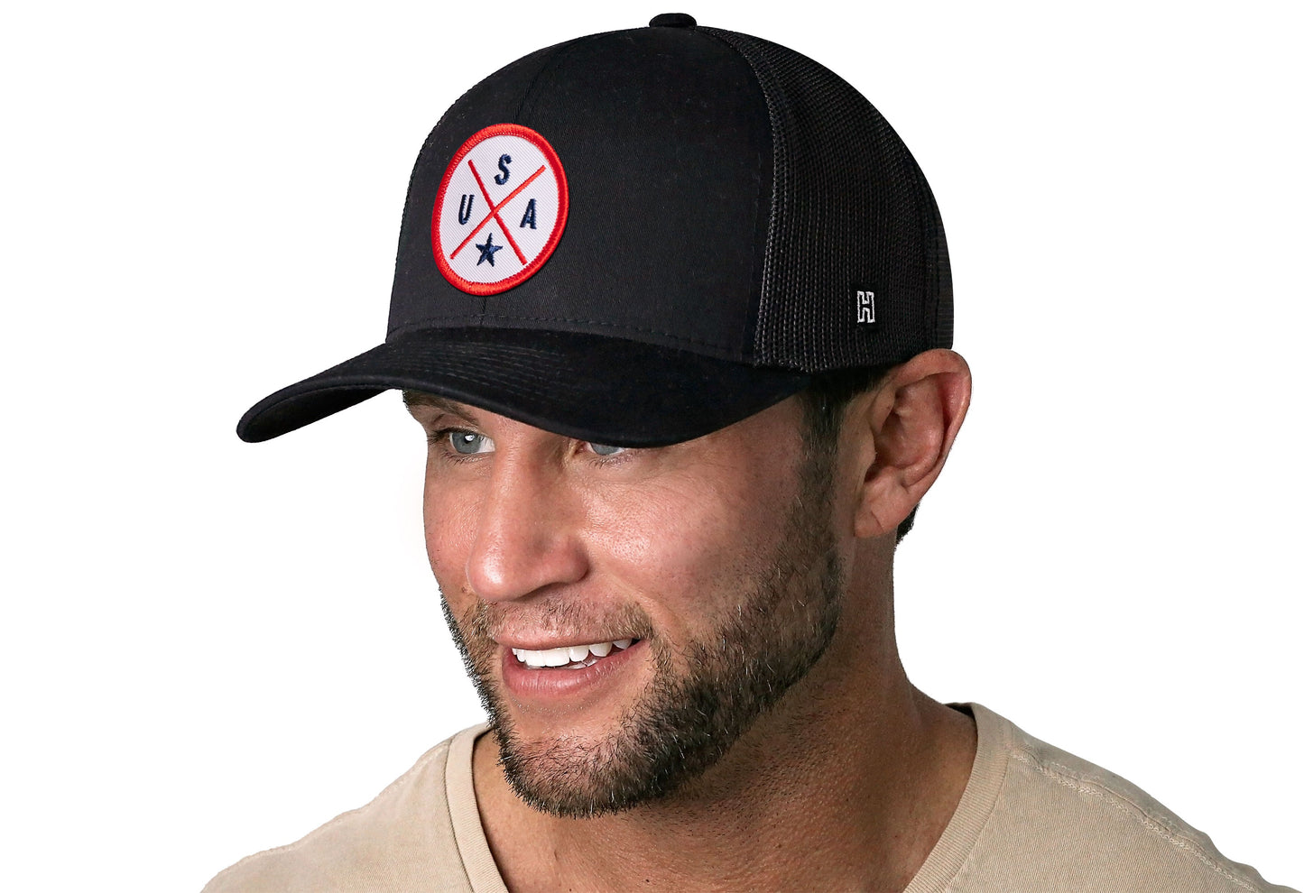 USA Trucker Hat  |  Black America Snapback