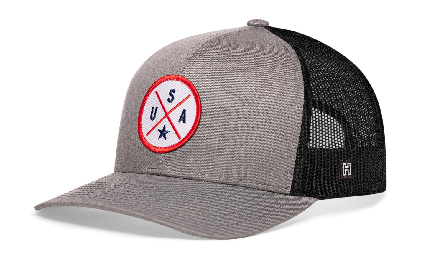 USA Trucker Hat  |  Gray Black America Snapback