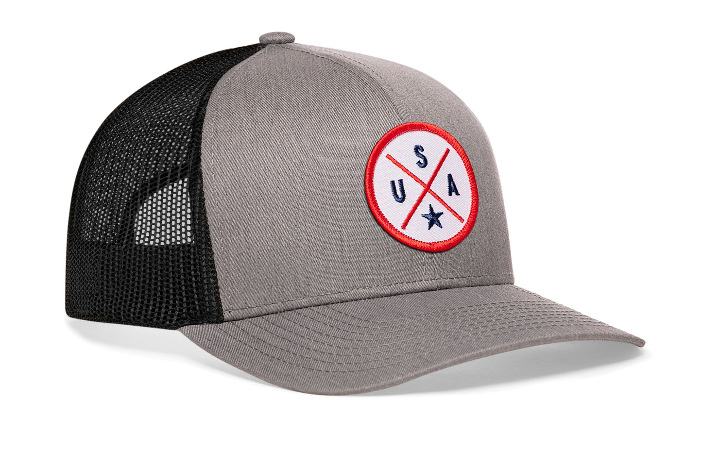 USA Trucker Hat  |  Gray Black America Snapback