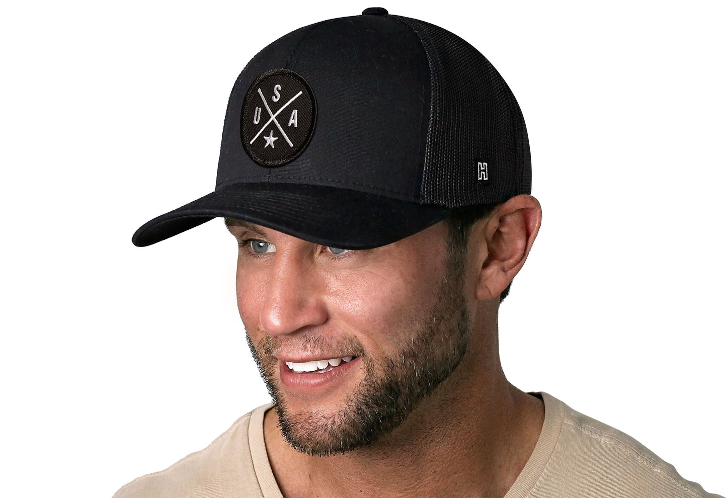 USA Trucker Hat  |  Black America Snapback