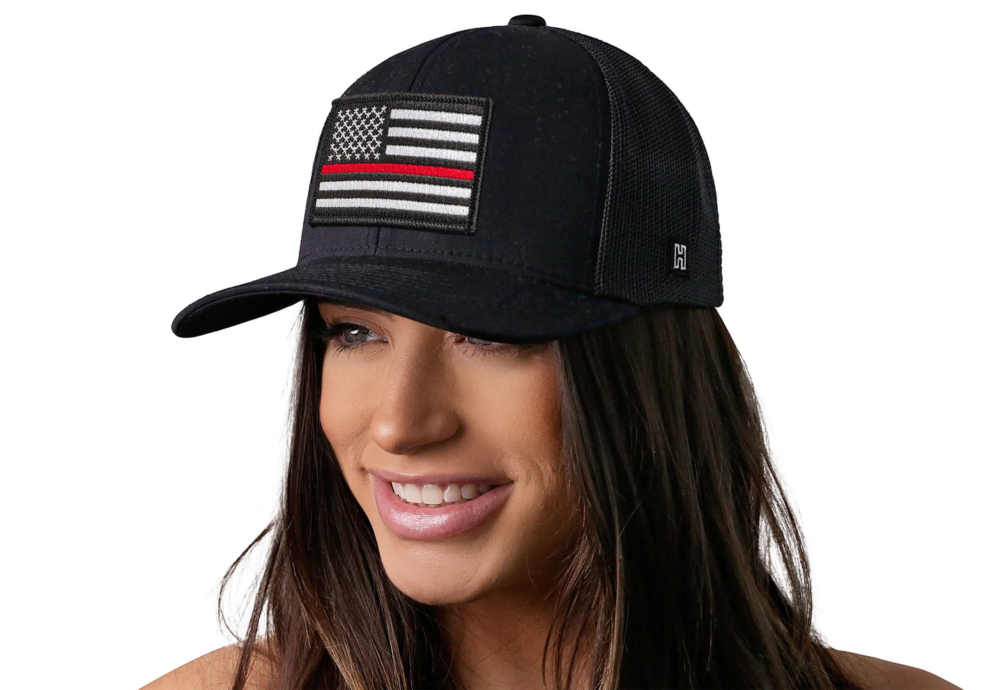 Thin Red Line Trucker Hat  |  Black Fire Snapback