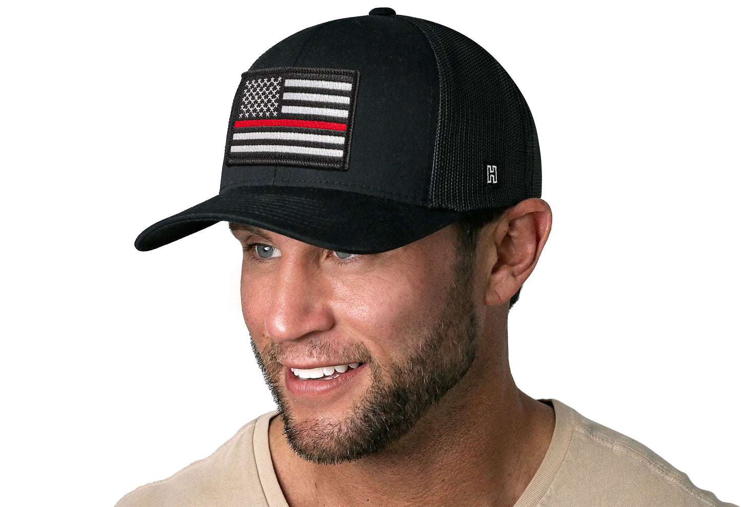 Thin Red Line Trucker Hat  |  Black Fire Snapback