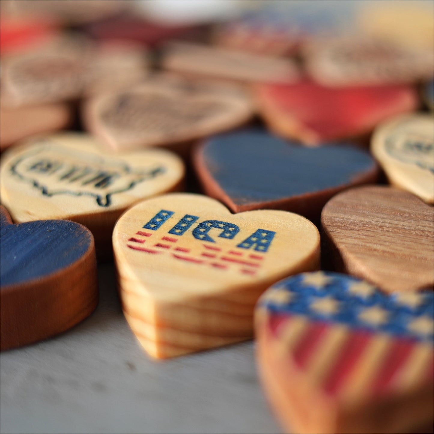 Patriotic Engraved Hearts