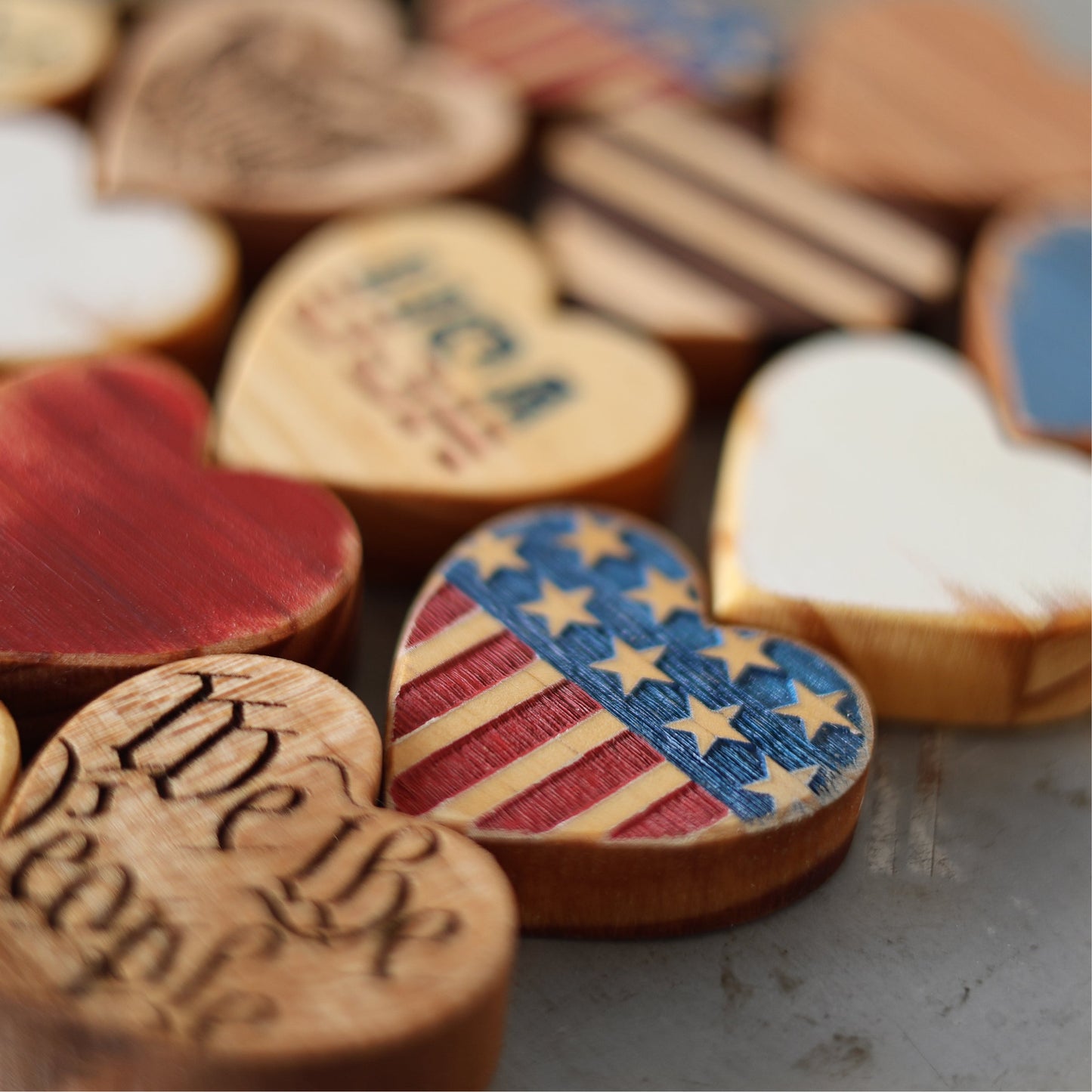 Patriotic Engraved Hearts