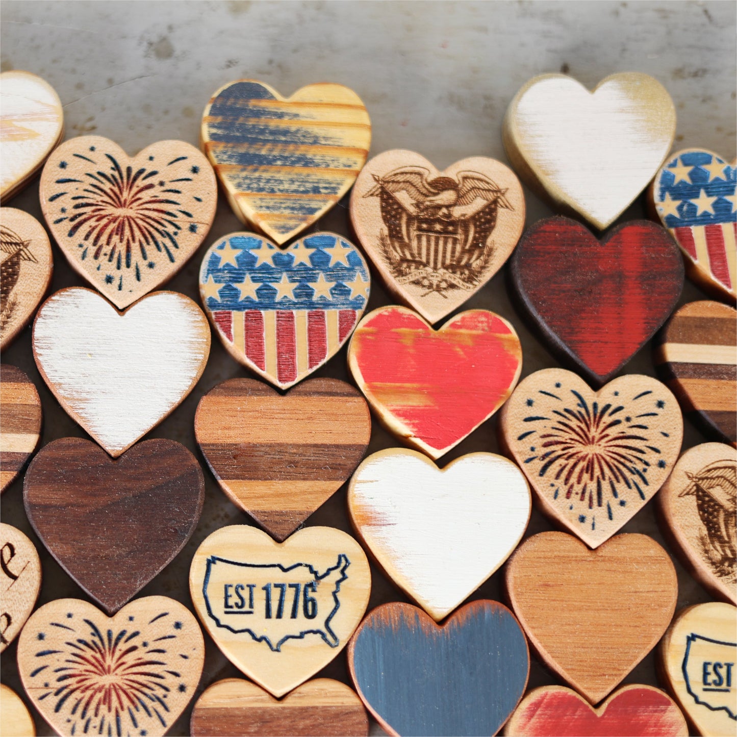 Patriotic Engraved Hearts