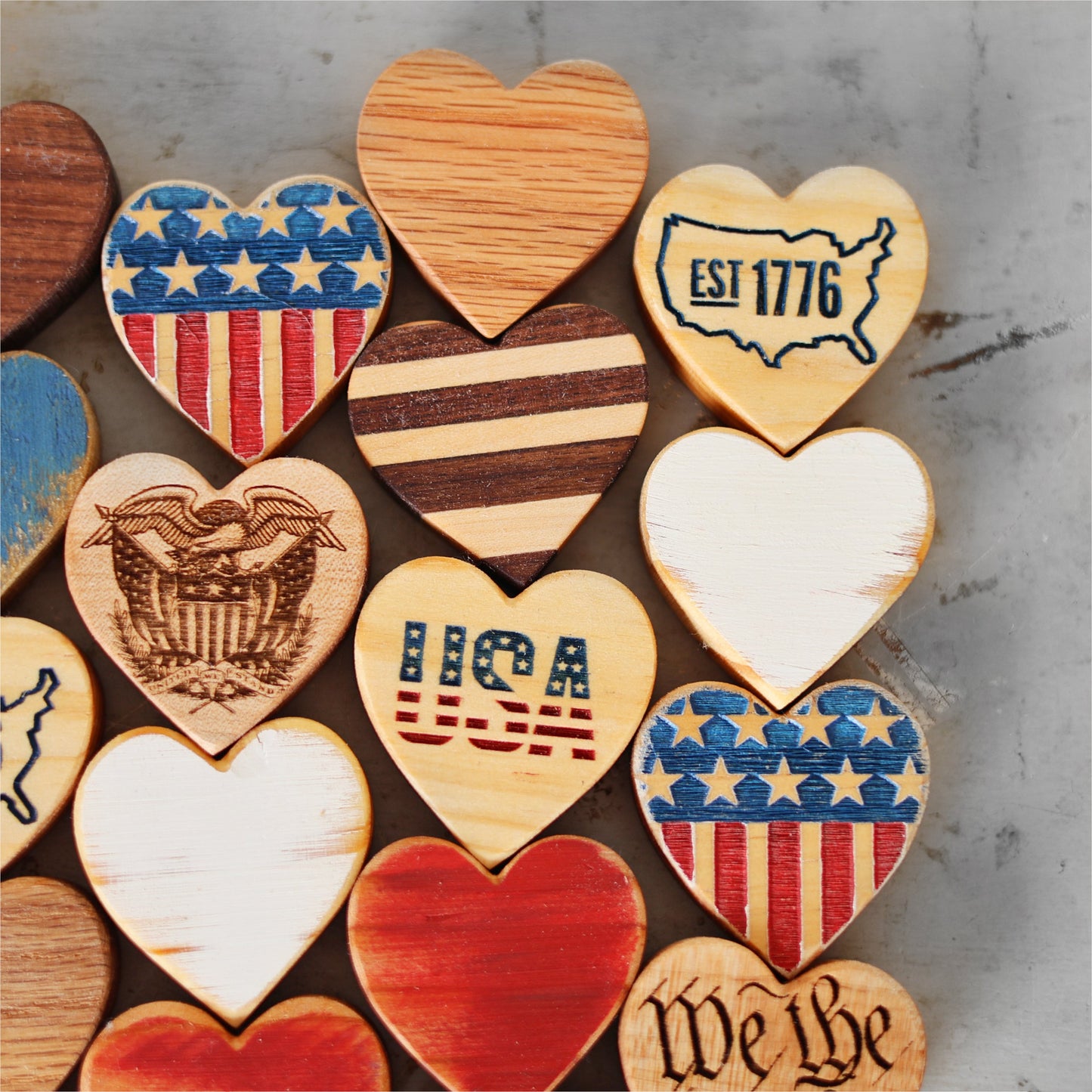 Patriotic Engraved Hearts