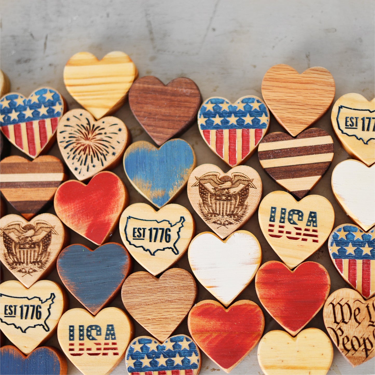 Patriotic Engraved Hearts