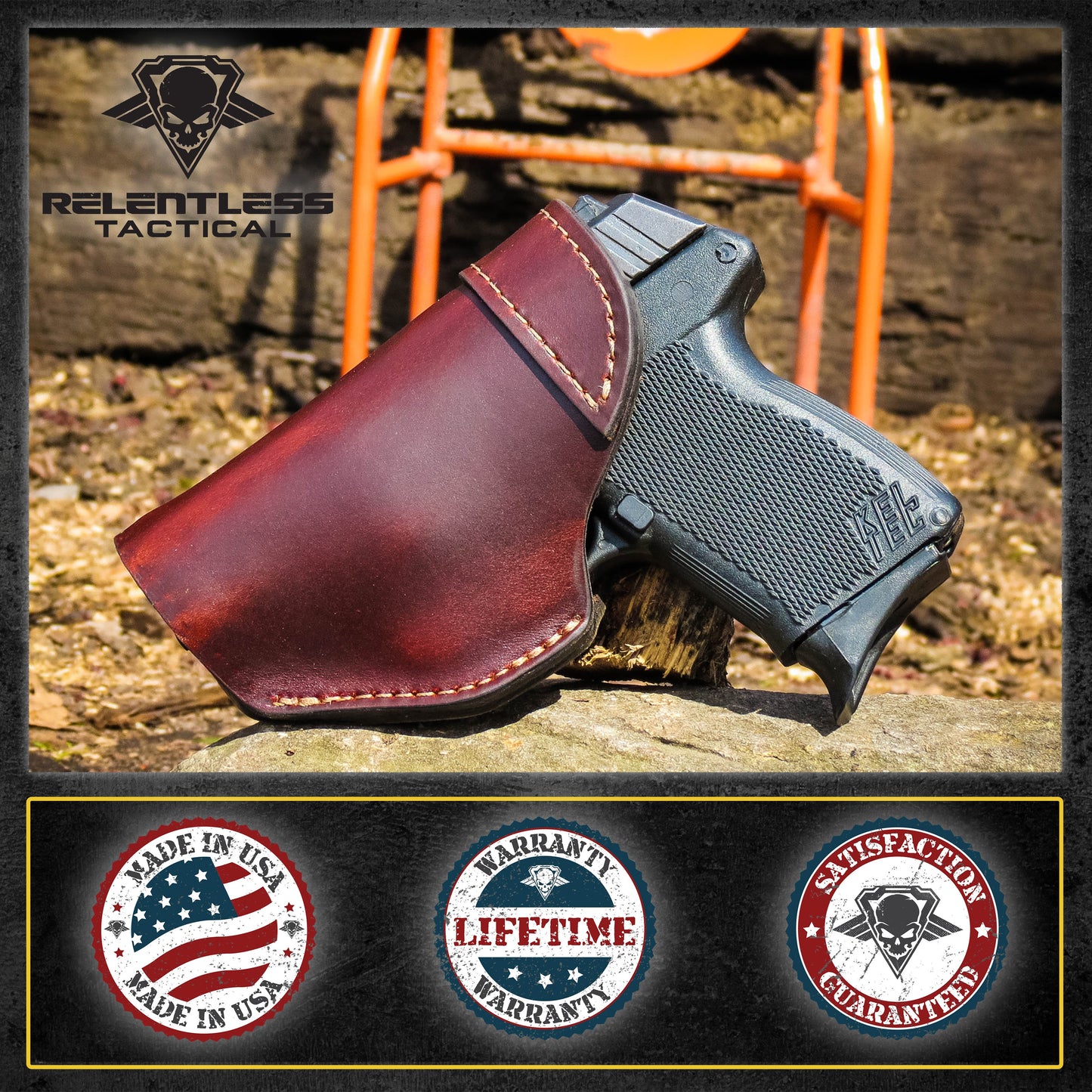 The Defender Leather IWB Holster | Fits Glock 42 | P365 | Hellcat | Lifetime Warranty | Made in USA