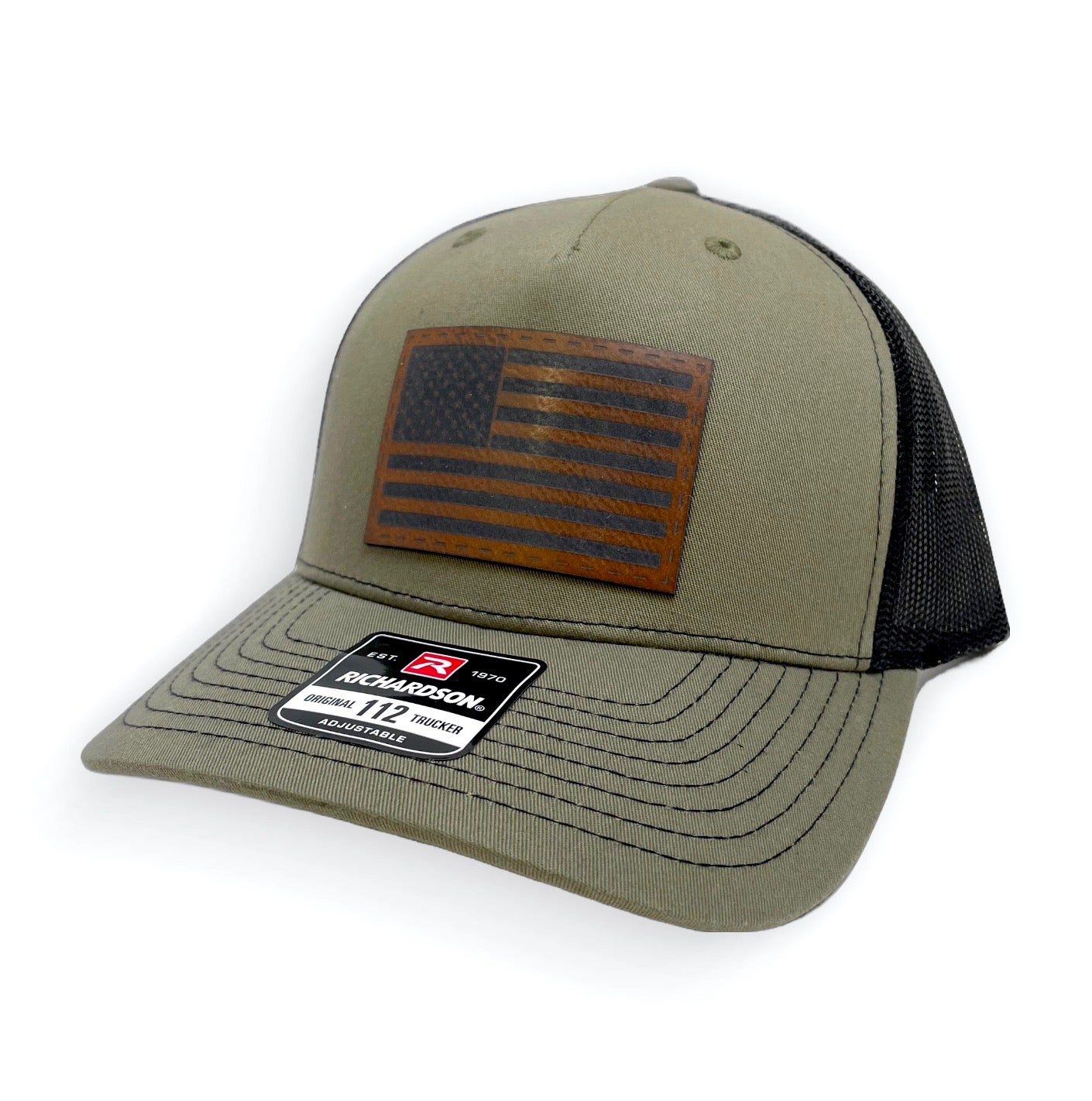 American Flag Cap, Richardson 112FP, Leather Patch