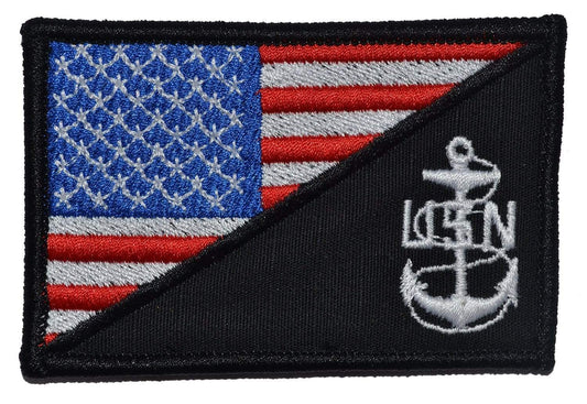 Navy Chief Petty Officer Anchor USA Flag - 2.25x3.5 Patch