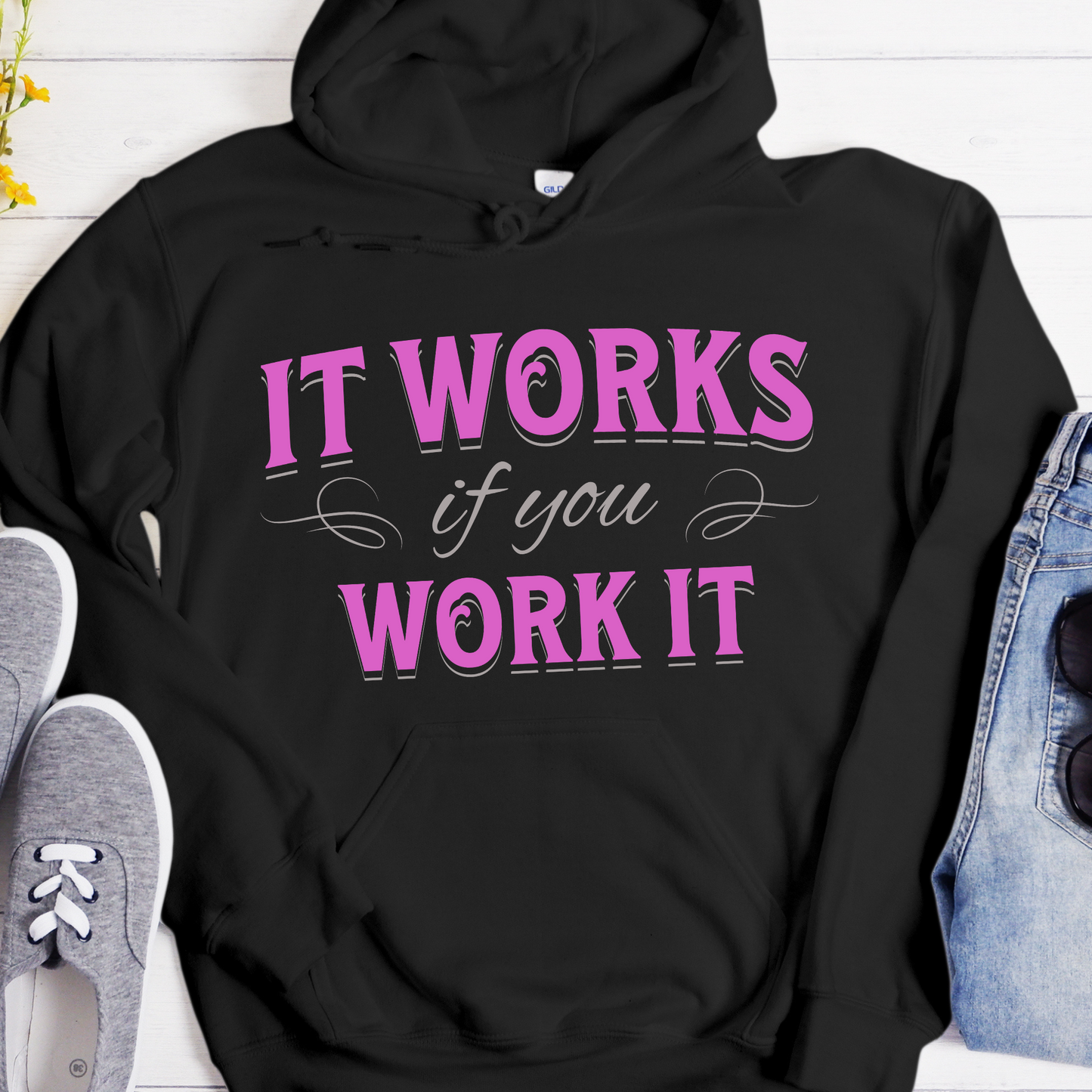 Recovery Hoodie | Inspiring Sobriety | It Works If You Work It (Pink)