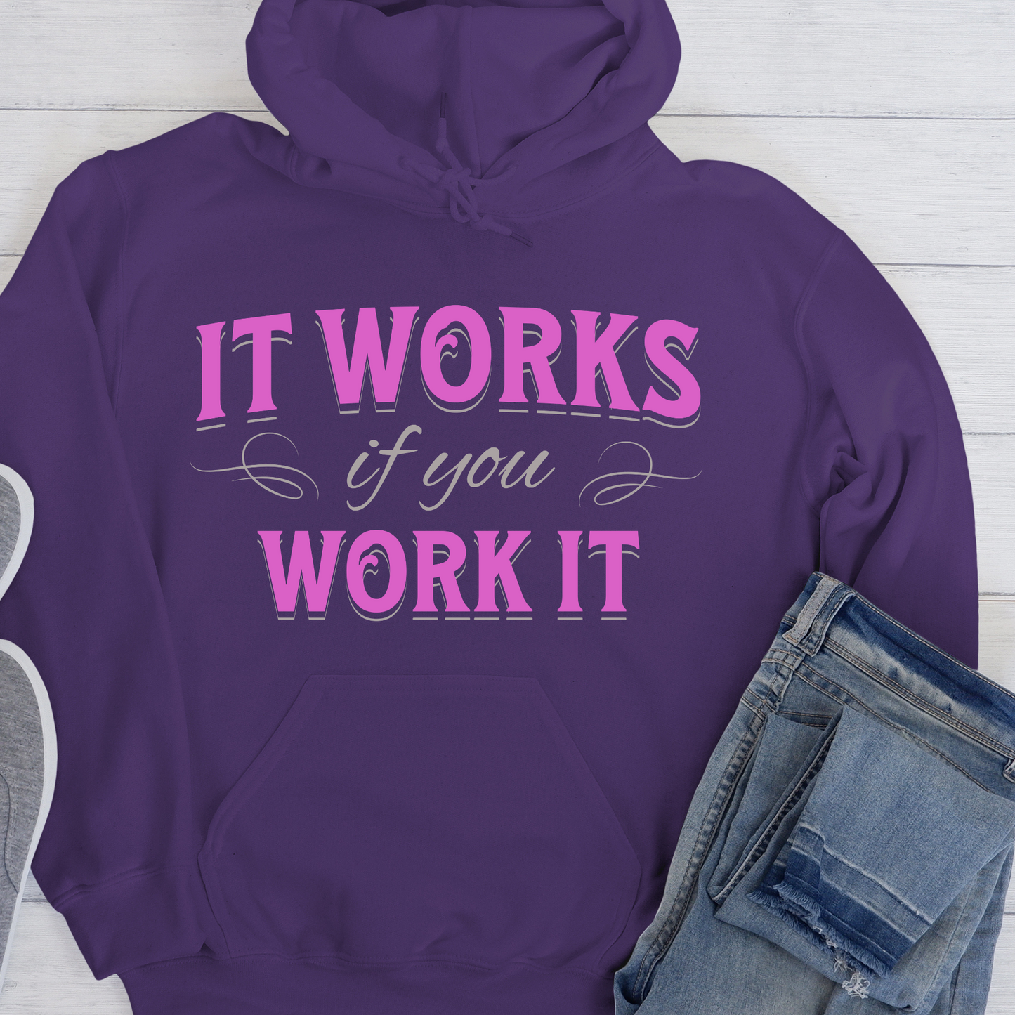 Recovery Hoodie | Inspiring Sobriety | It Works If You Work It (Pink)