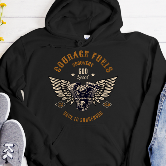 Custom Recovery Hoodie | Inspiring Sobriety |  Courage Fuels Recovery