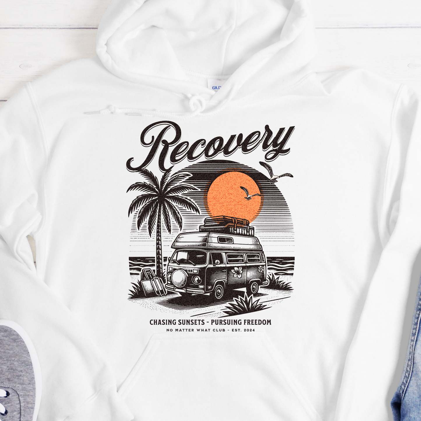 Custom Recovery Hoodie | Inspiring Sobriety |  Chasing Sunsets, Pursuing Freedom