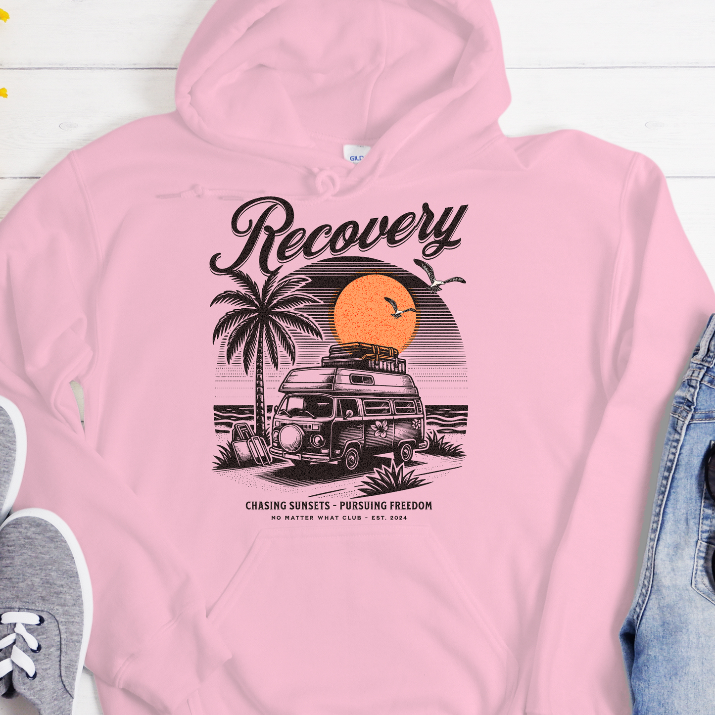 Custom Recovery Hoodie | Inspiring Sobriety |  Chasing Sunsets, Pursuing Freedom