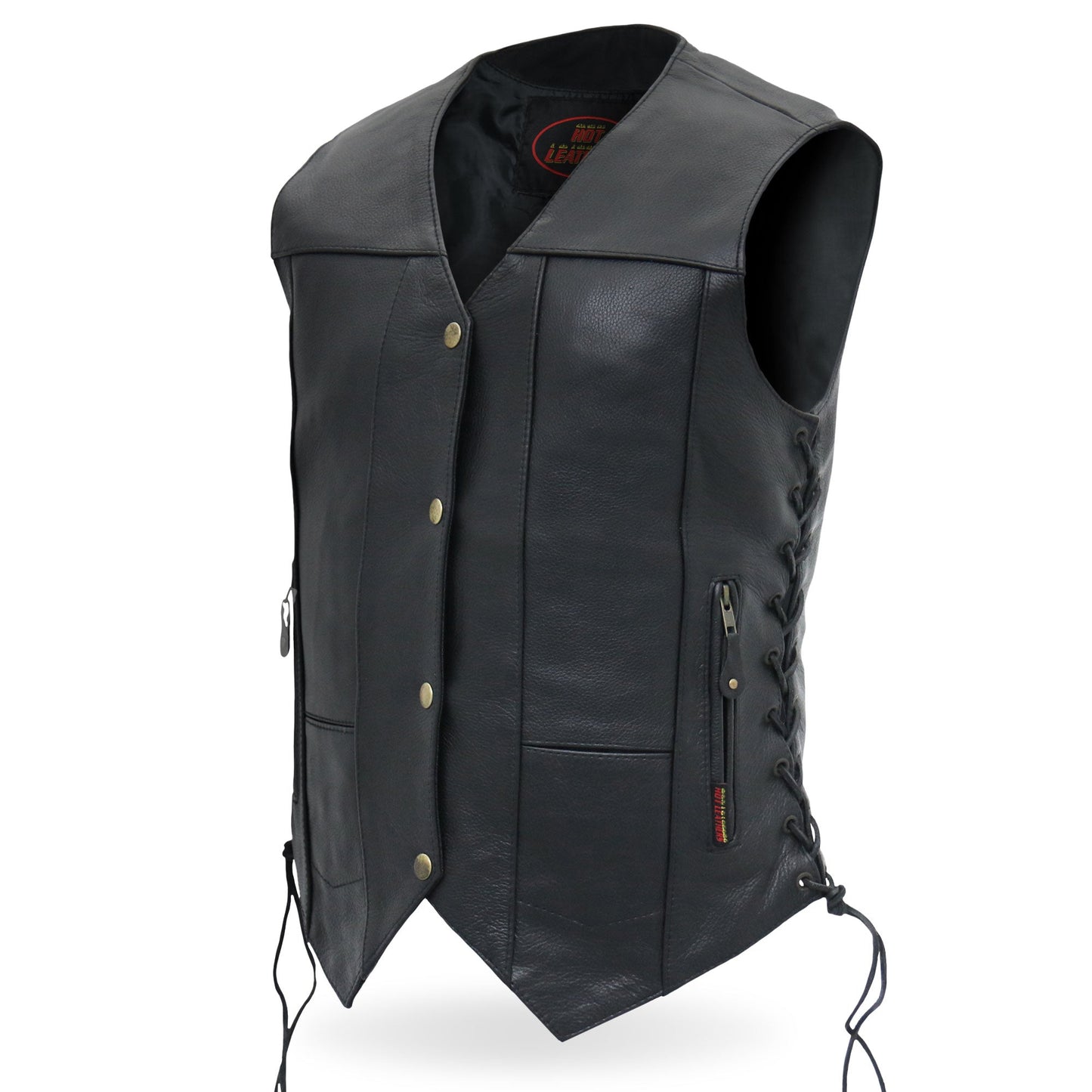 Hot Leathers VSL1008 Ladies Black Motorcycle 'Ten Pocket' Leather Biker Vest