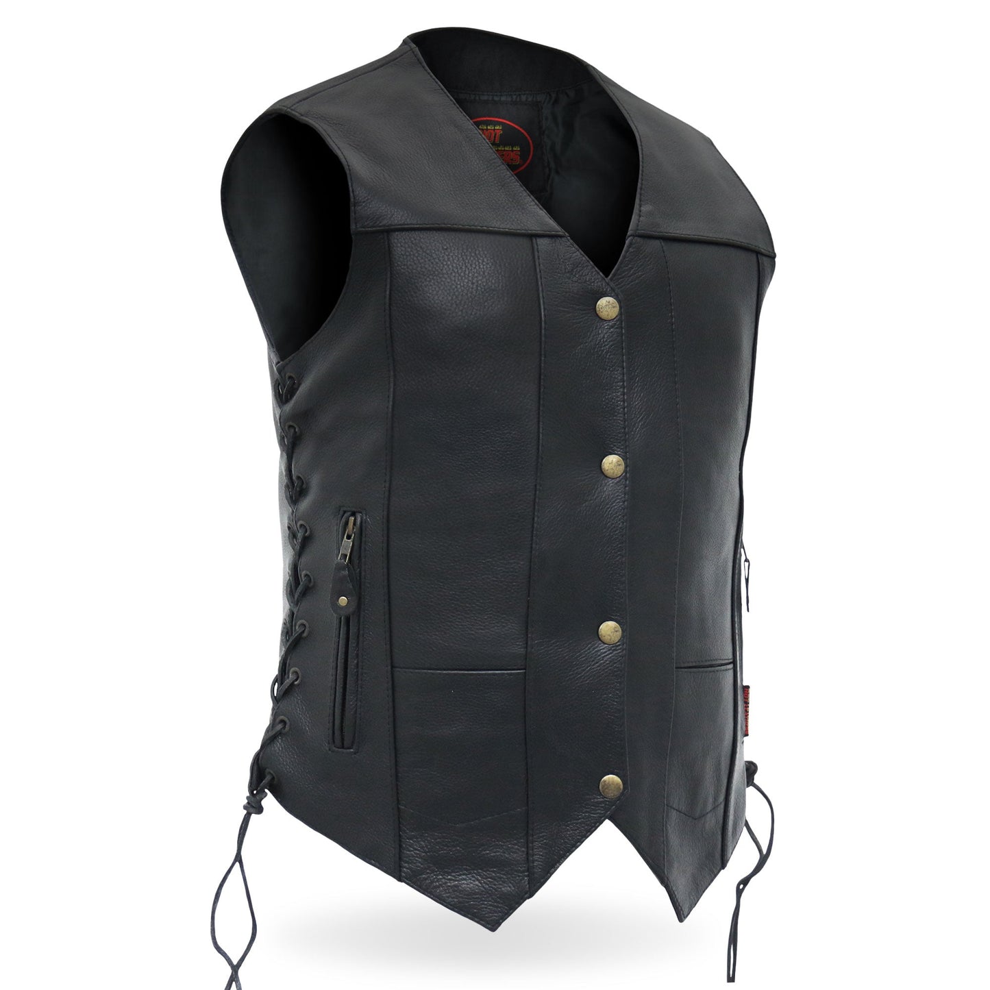 Hot Leathers VSL1008 Ladies Black Motorcycle 'Ten Pocket' Leather Biker Vest