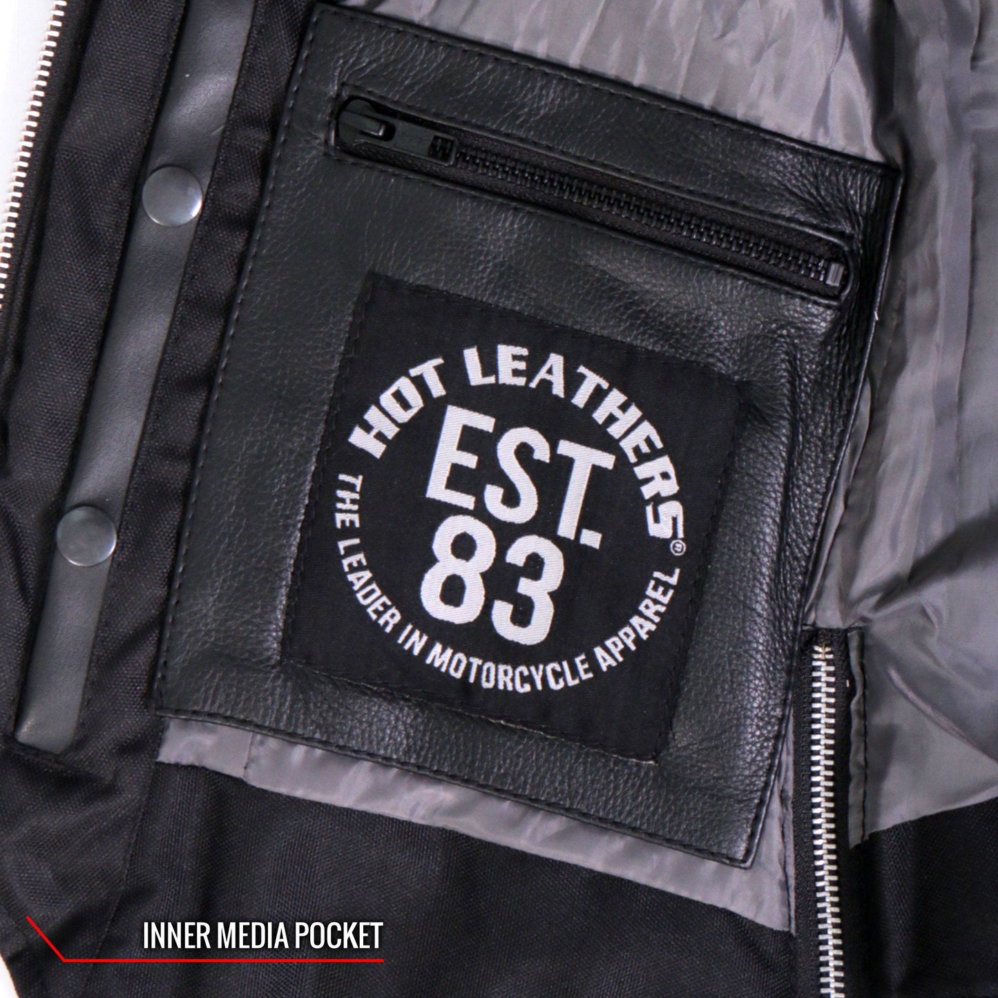 Hot Leathers VSL1016 Ladies Biker 'Rhinestone' Black Leather Motorcycle Vest