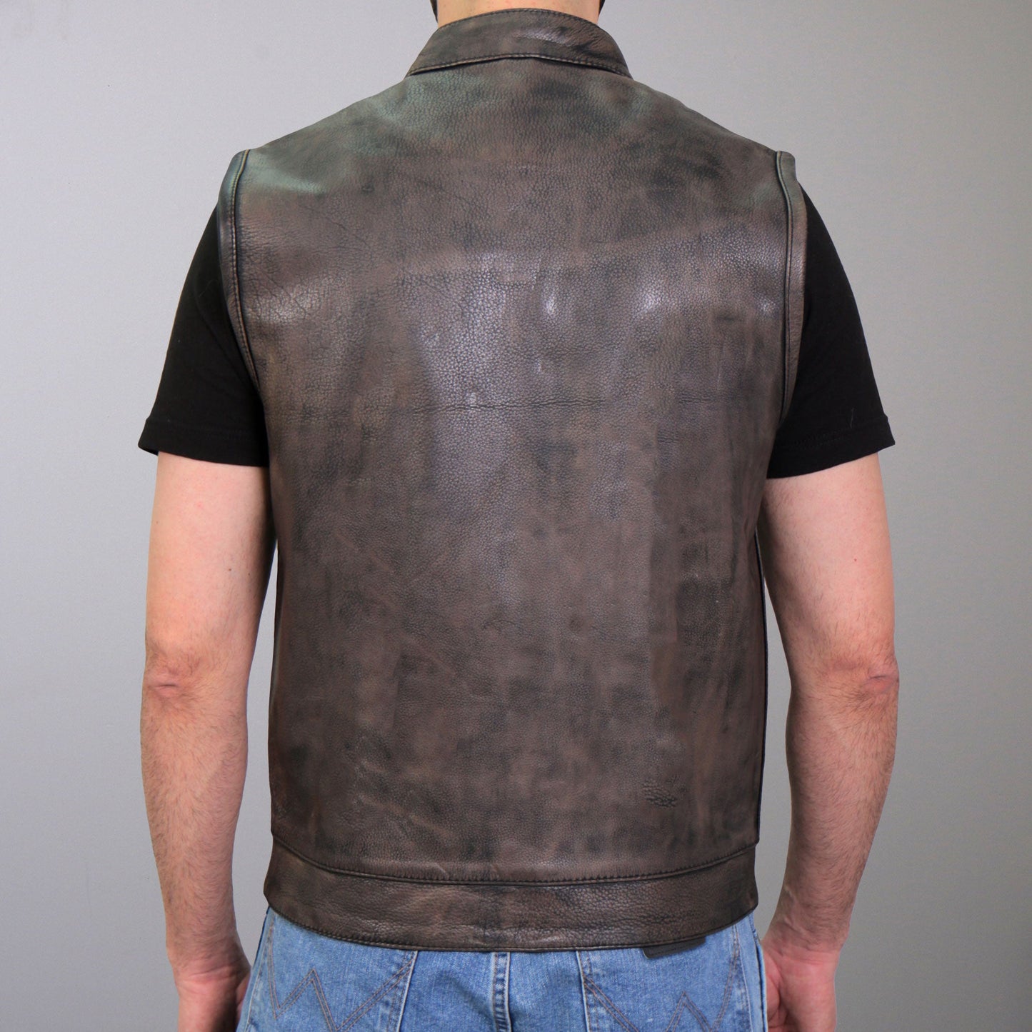 Hot Leathers VSM1035 Men's Distressed Brown Motorcycle 'Conceal and Carry' Club Leather Biker Vest