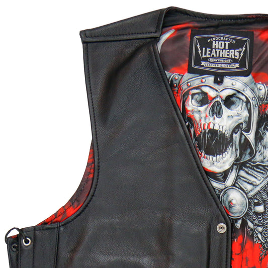 Hot Leathers VSM1064 Men's Black 'Viking Warrior' Motorcycle style Conceal and Carry Side Lace Leather Biker Vest