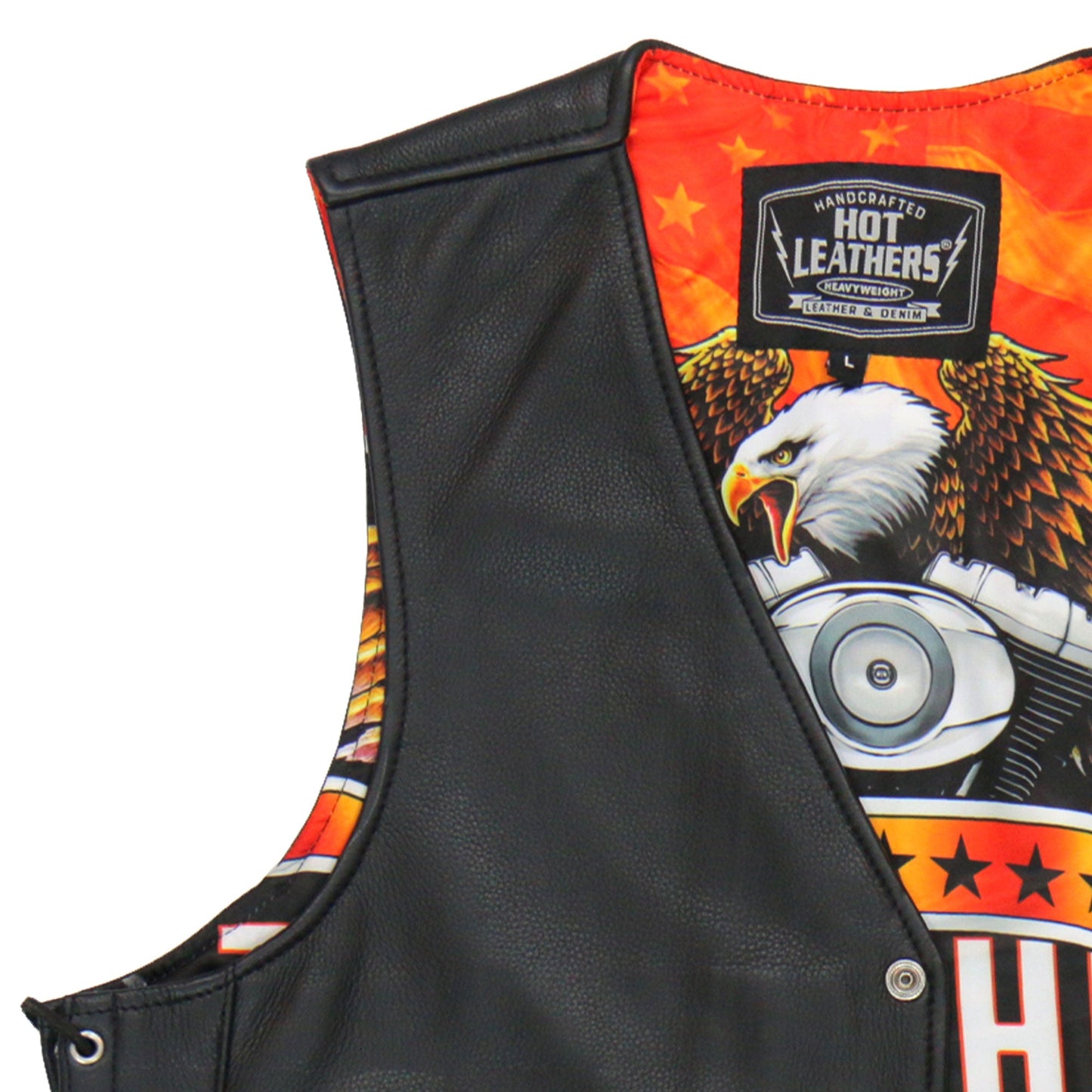 Hot Leathers VSM1066 Men's Black 'V-Twin Eagle' Motorcycle style Conceal and Carry Side Lace Leather Biker Vest