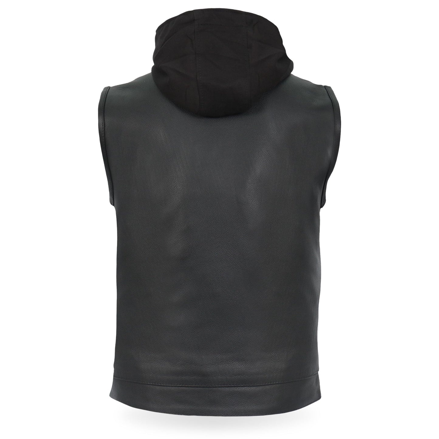 Hot Leathers Leather Motorcycle Biker Club Vest with Hood