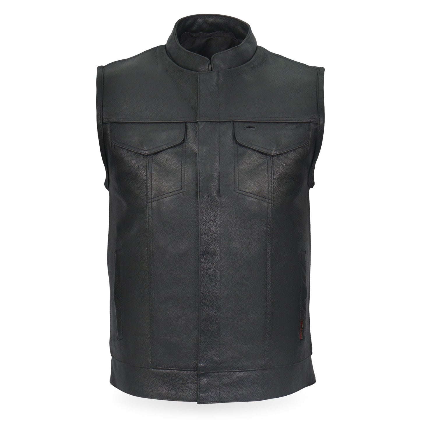 Hot Leathers Leather Motorcycle Biker Club Vest with Hood