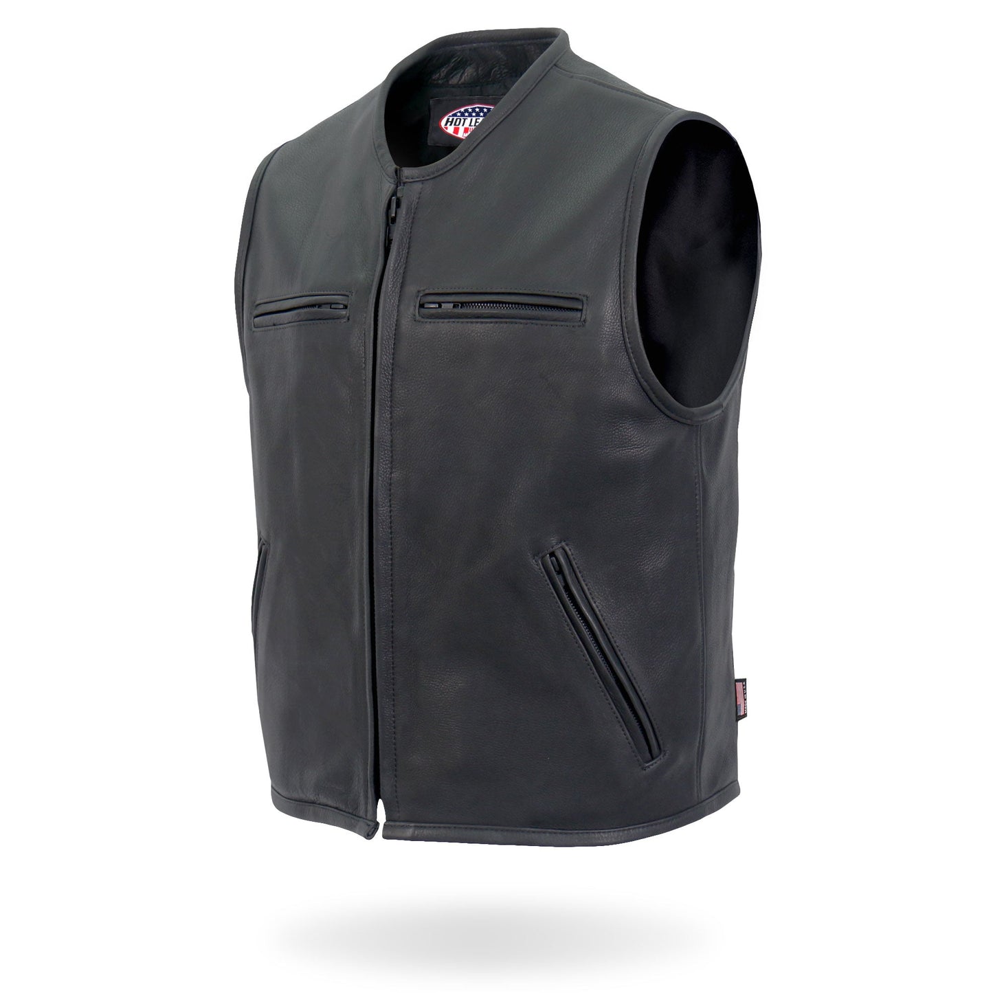 Hot Leathers VSM5001 Men's USA Made Premium Steerhide Motorcycle Leather Biker Club Vest with Gun Pocket