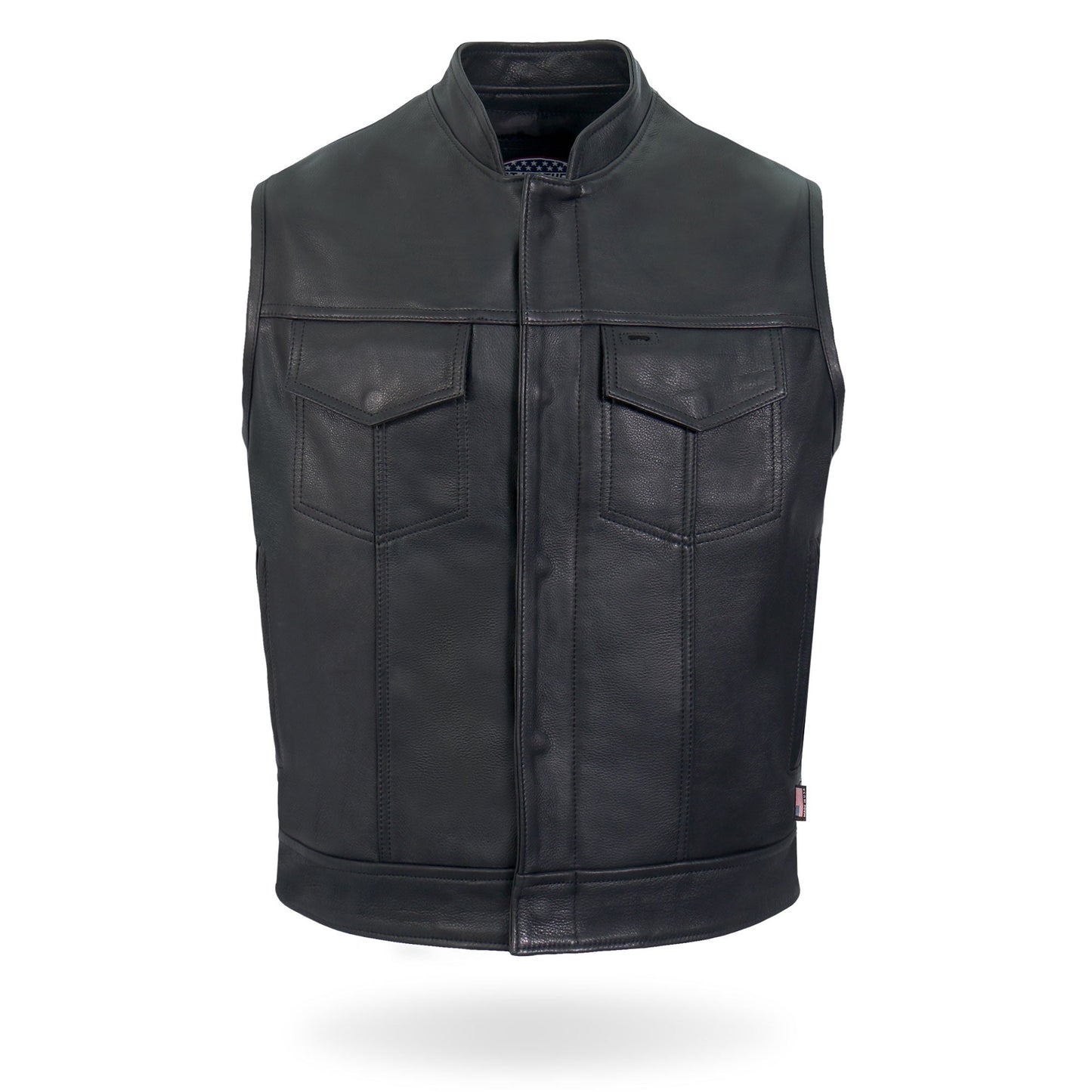 Hot Leathers VSM5004 Men's USA Made Covered Zipper Premium Club Biker Leather Motorcycle Vest