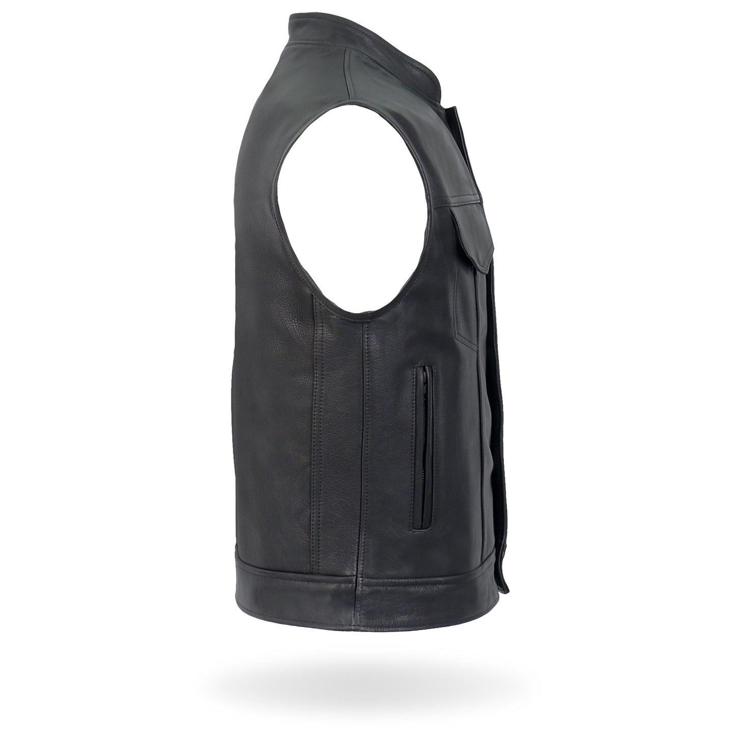 Hot Leathers VSM5004 Men's USA Made Covered Zipper Premium Club Biker Leather Motorcycle Vest