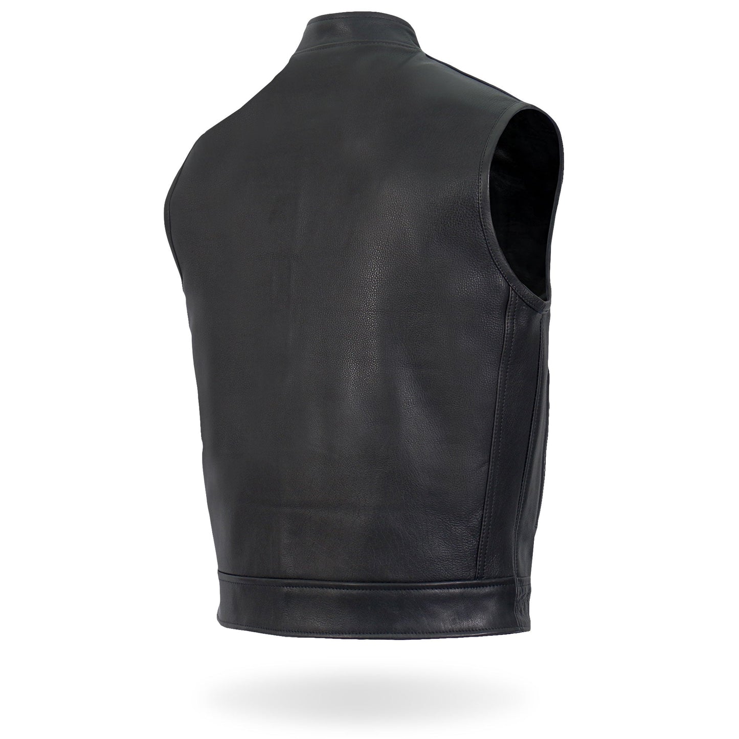 Hot Leathers VSM5004 Men's USA Made Covered Zipper Premium Club Biker Leather Motorcycle Vest