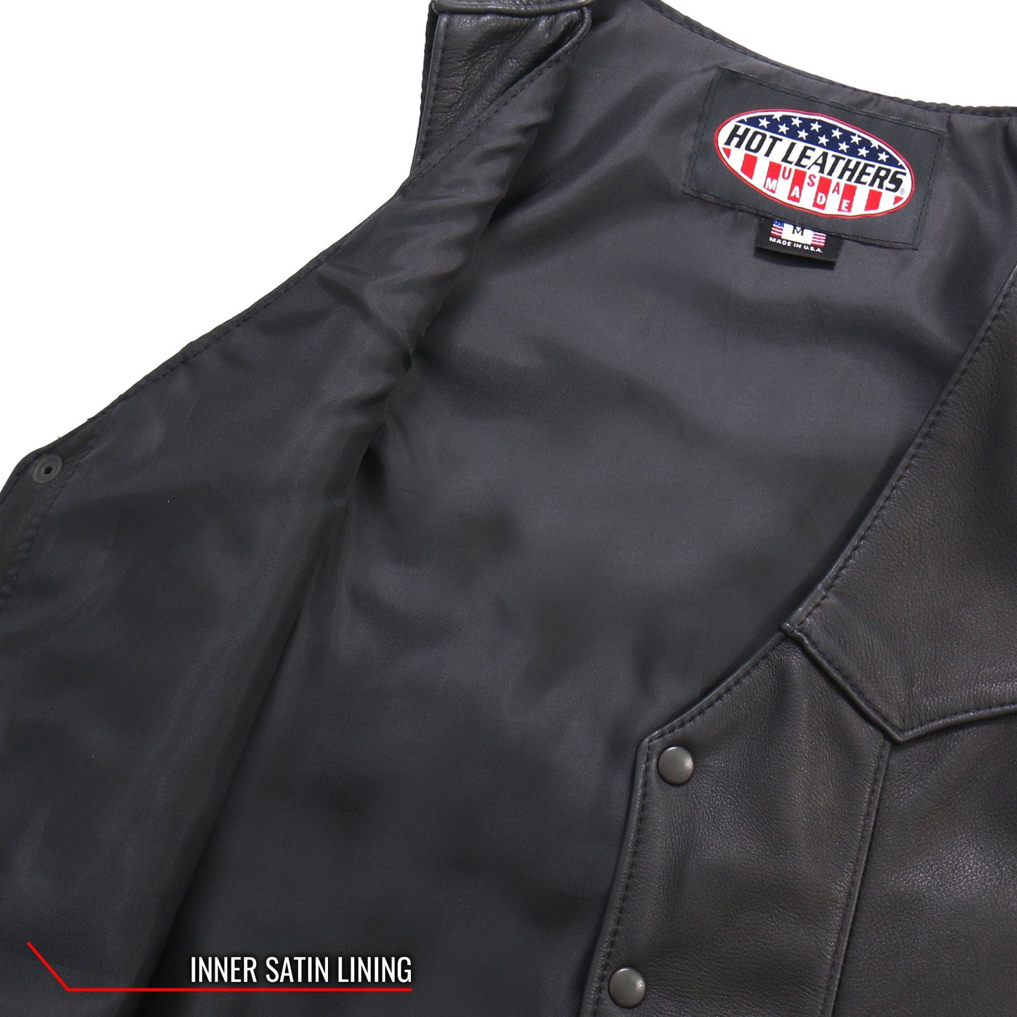 Hot Leathers VSM5006 Men's USA Made Classic Premium Biker motorcycle Leather Vest