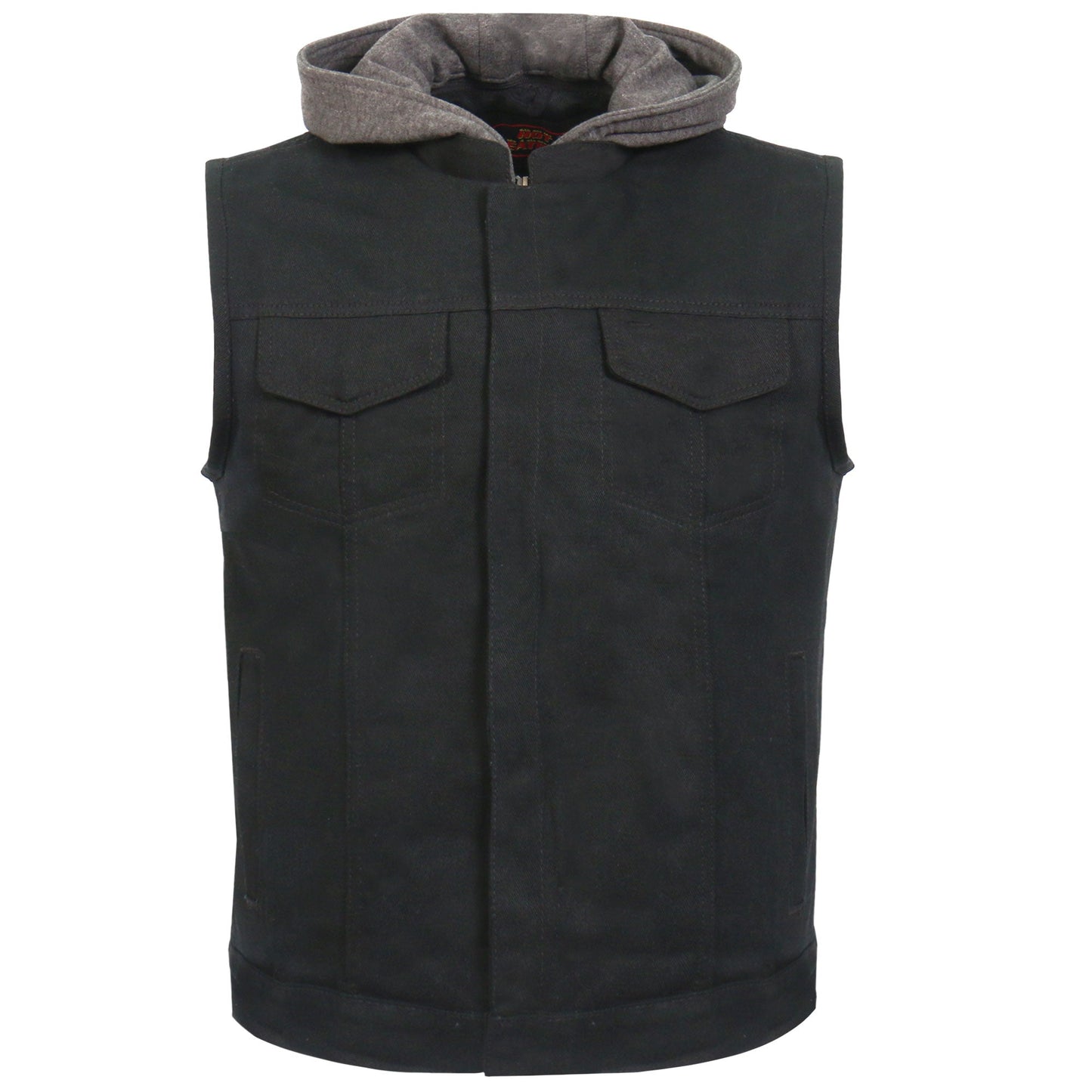 Hot Leathers VSM6201 Men's Black 'Conceal and Carry' Motorcycle Club style Hooded Denim Biker Vest