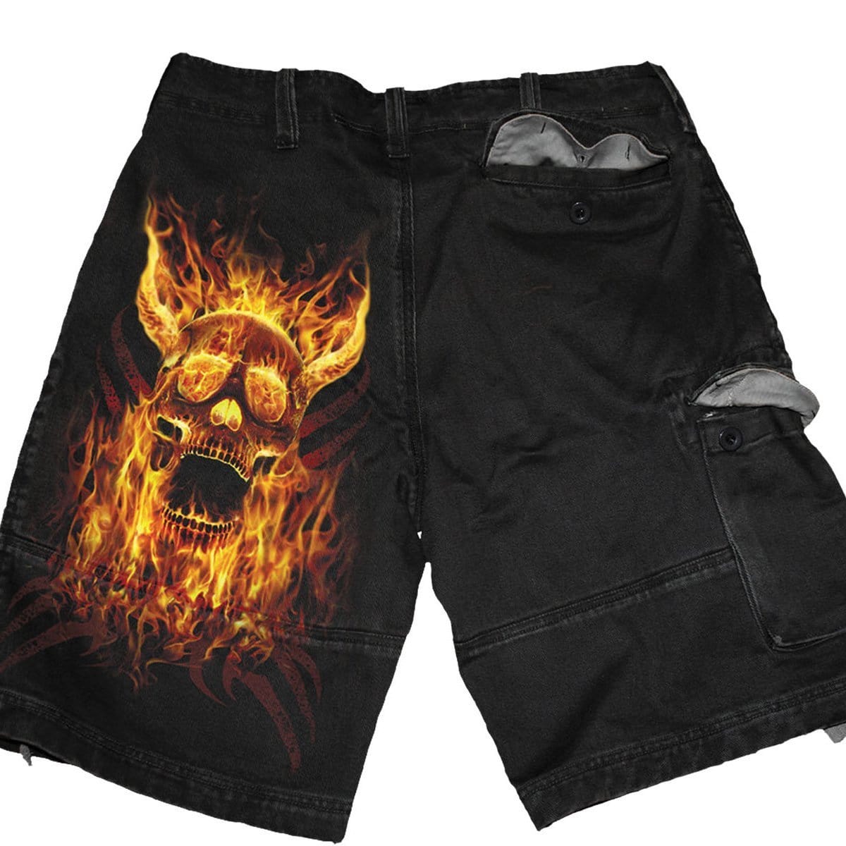 BURN IN HELL - Vintage Cargo Shorts Black