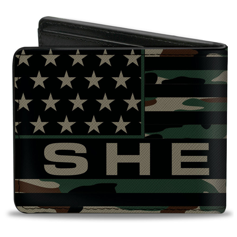 Bi-Fold Wallet - Carroll Shelby SHELBY Stretch Americana Camo Olive/Black