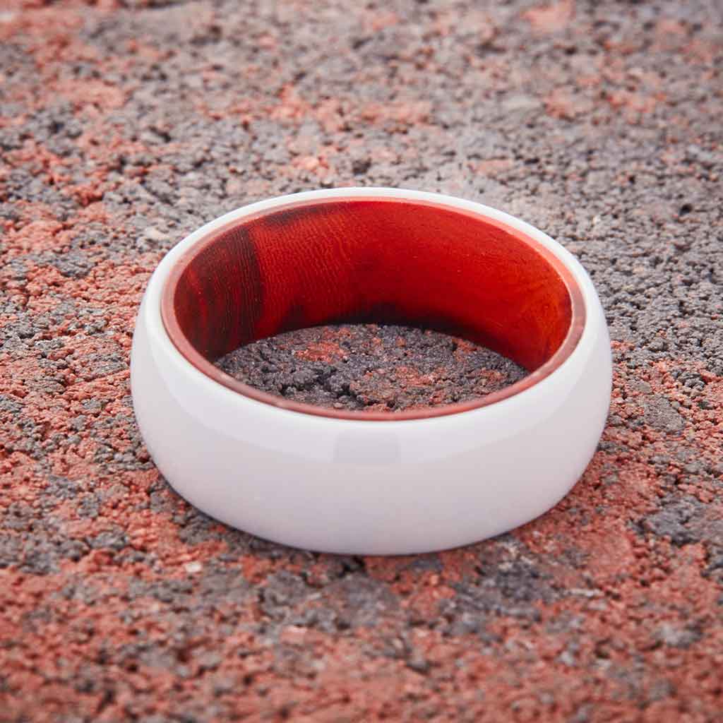 White Ceramic Ring - Red Sandalwood