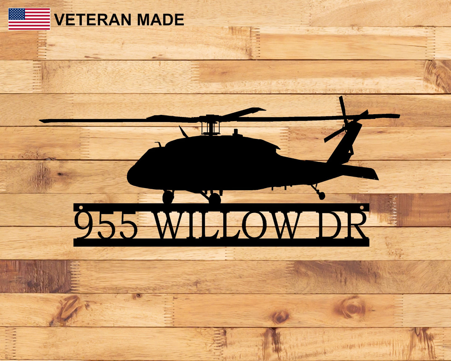 Helicopter UH-60 Black Hawk Personalized Metal Sign