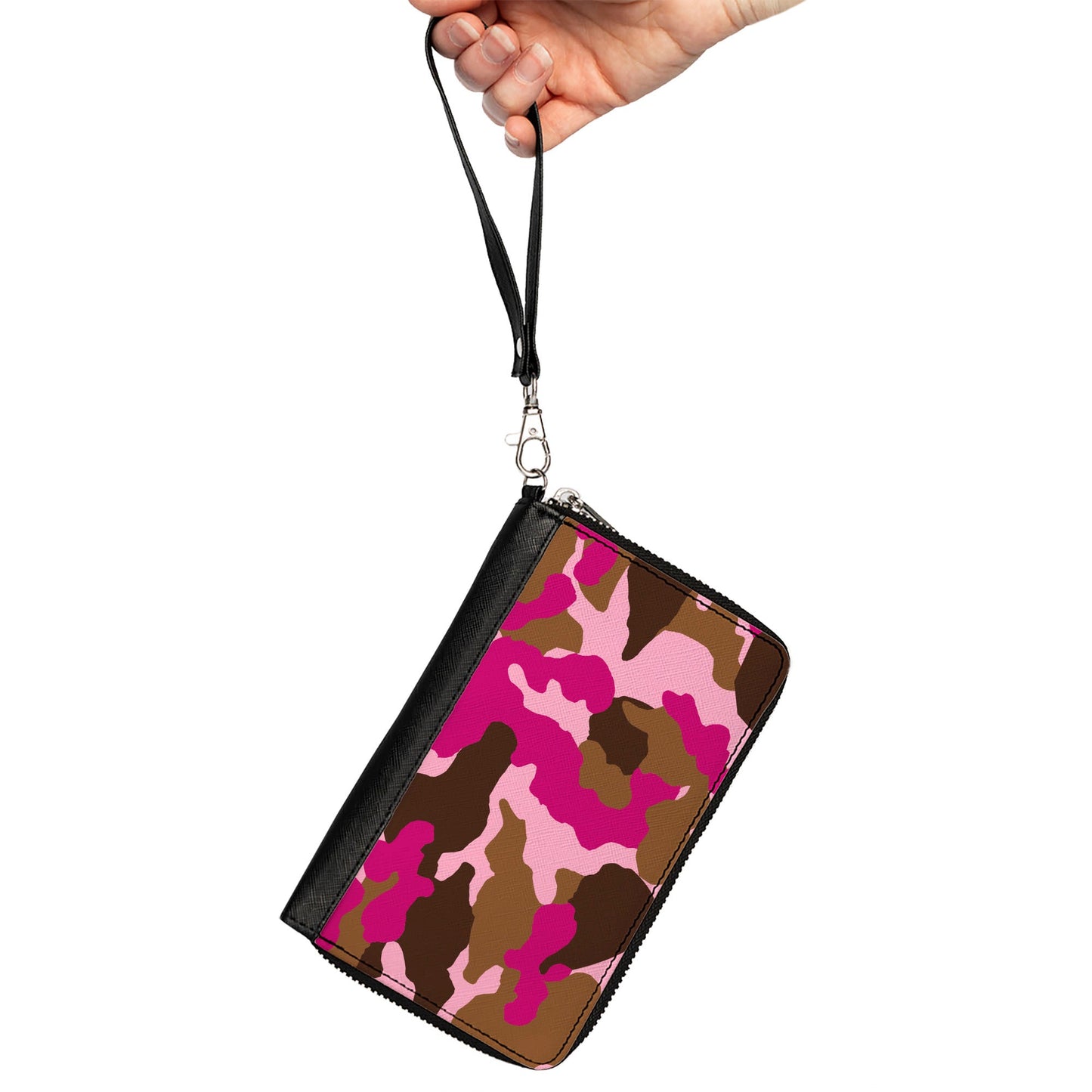 PU Zip Around Wallet Rectangle - Camo Pink