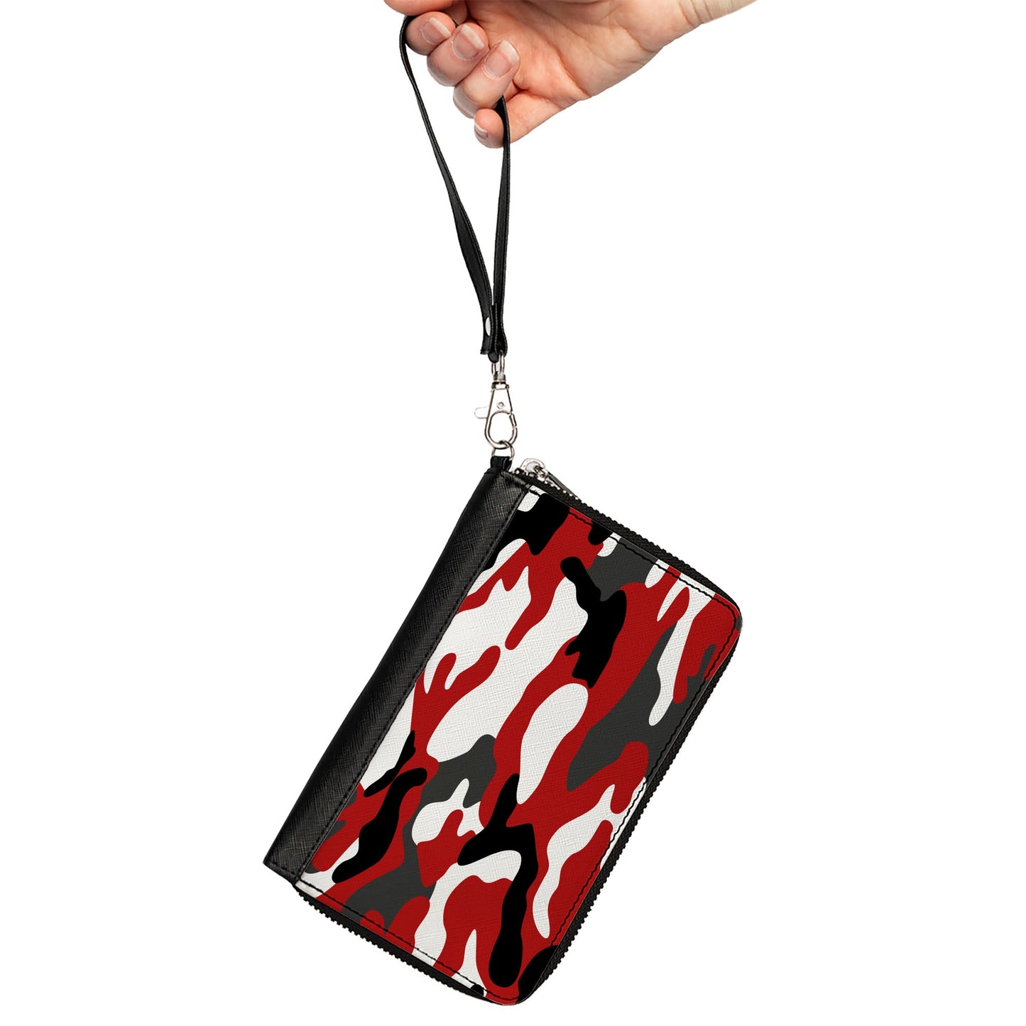 Women's PU Zip Around Wallet Rectangle - Camo Red Black Gray White