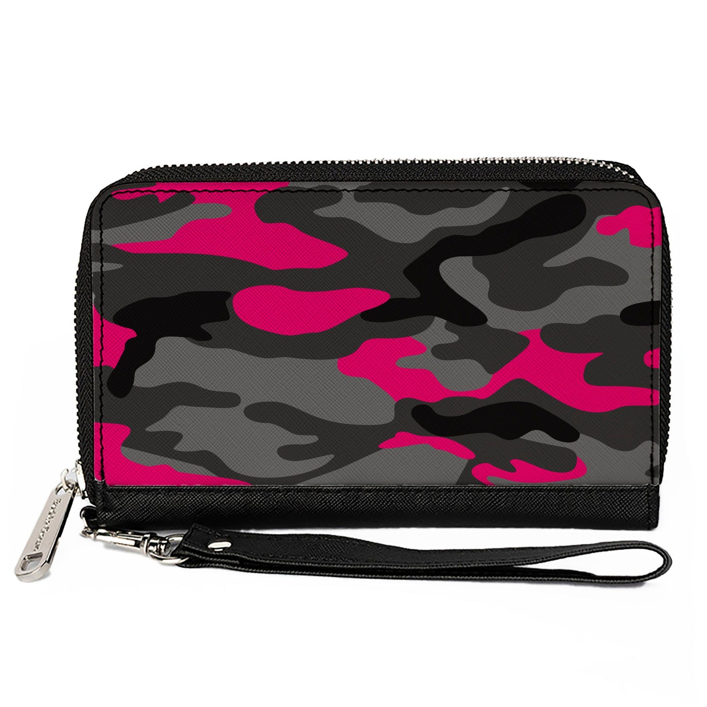 Women's PU Zip Around Wallet Rectangle - Camo Grays Pink