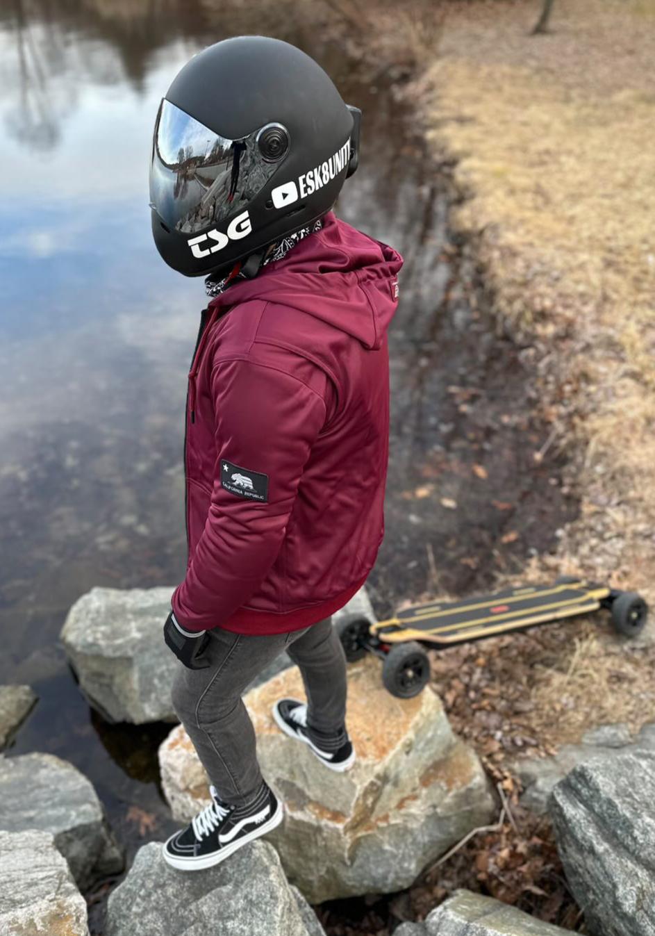 Red Maroon Solid Ultra Protective Hoodie with Pads