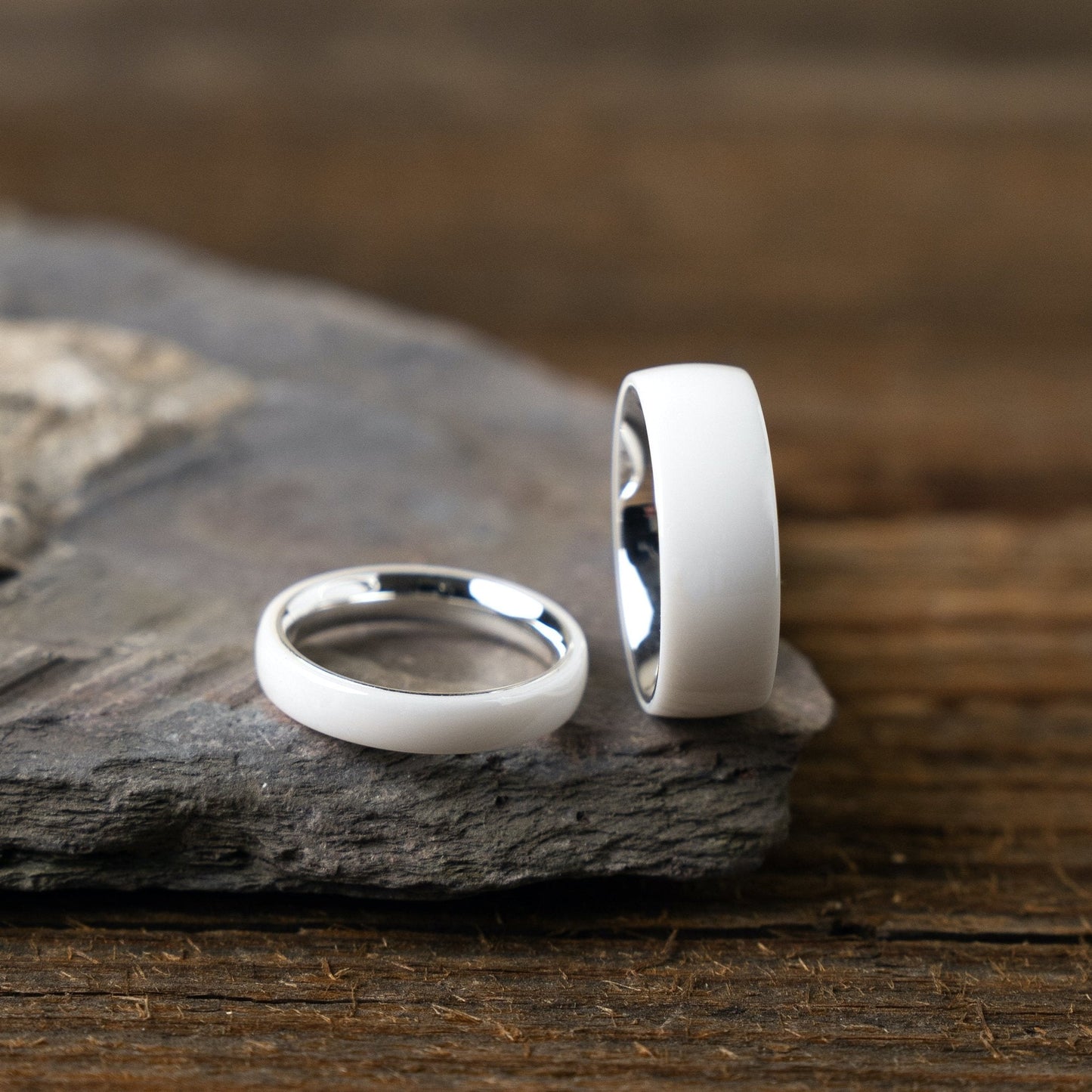 White Ceramic Ring - Couples Package