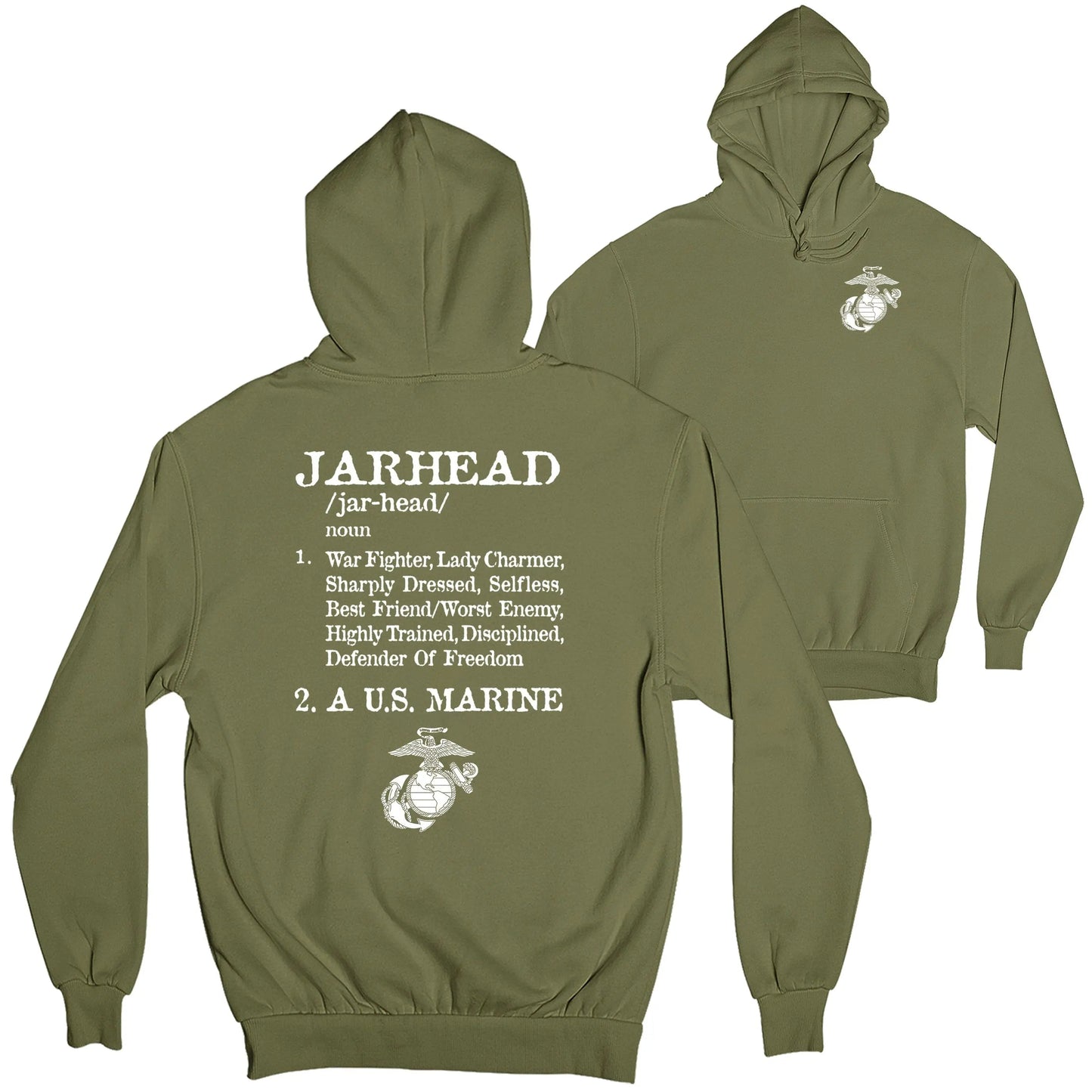 White Jarhead 2-Sided Hoodie