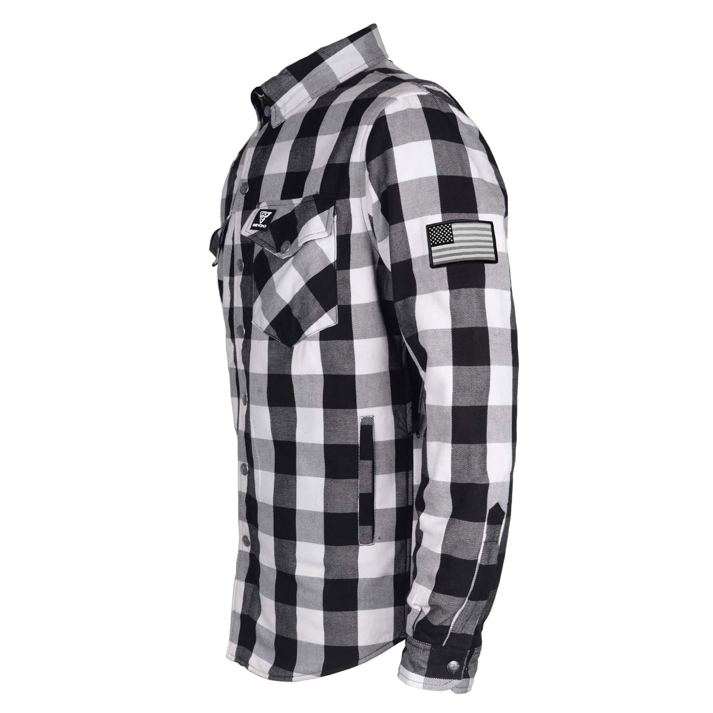 Protective Flannel Shirt - Black and White Checkered with Pads