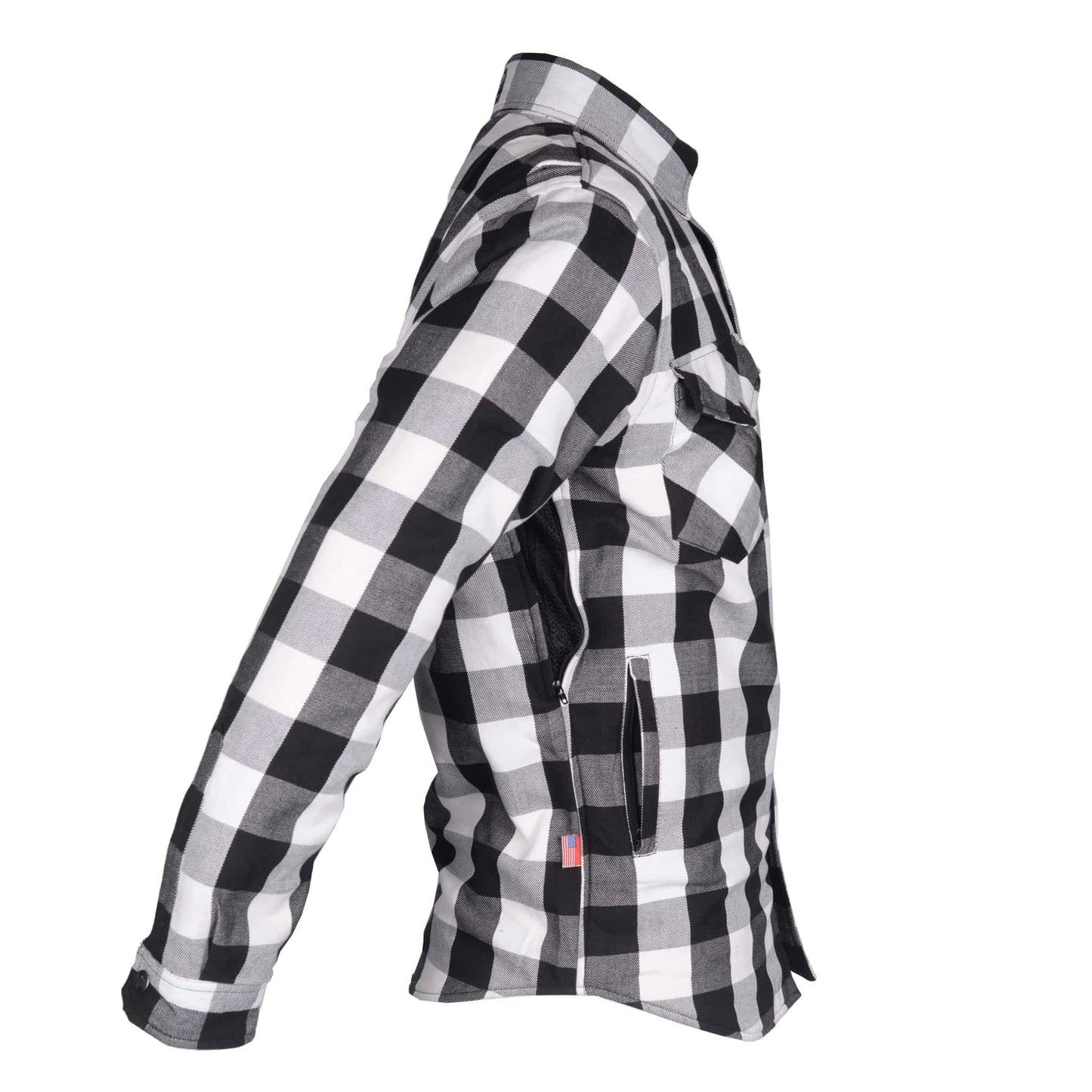 Protective Flannel Shirt - Black and White Checkered with Pads