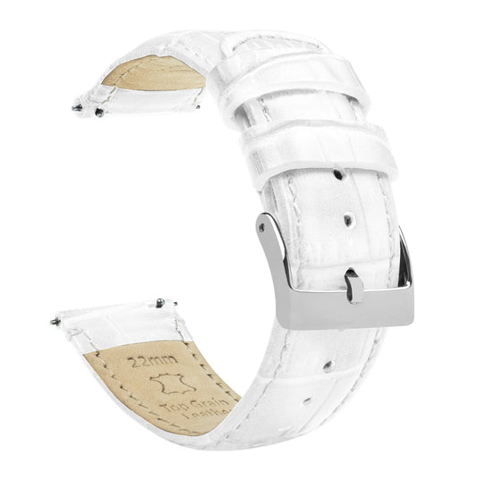 White Alligator Grain Leather Watch Band