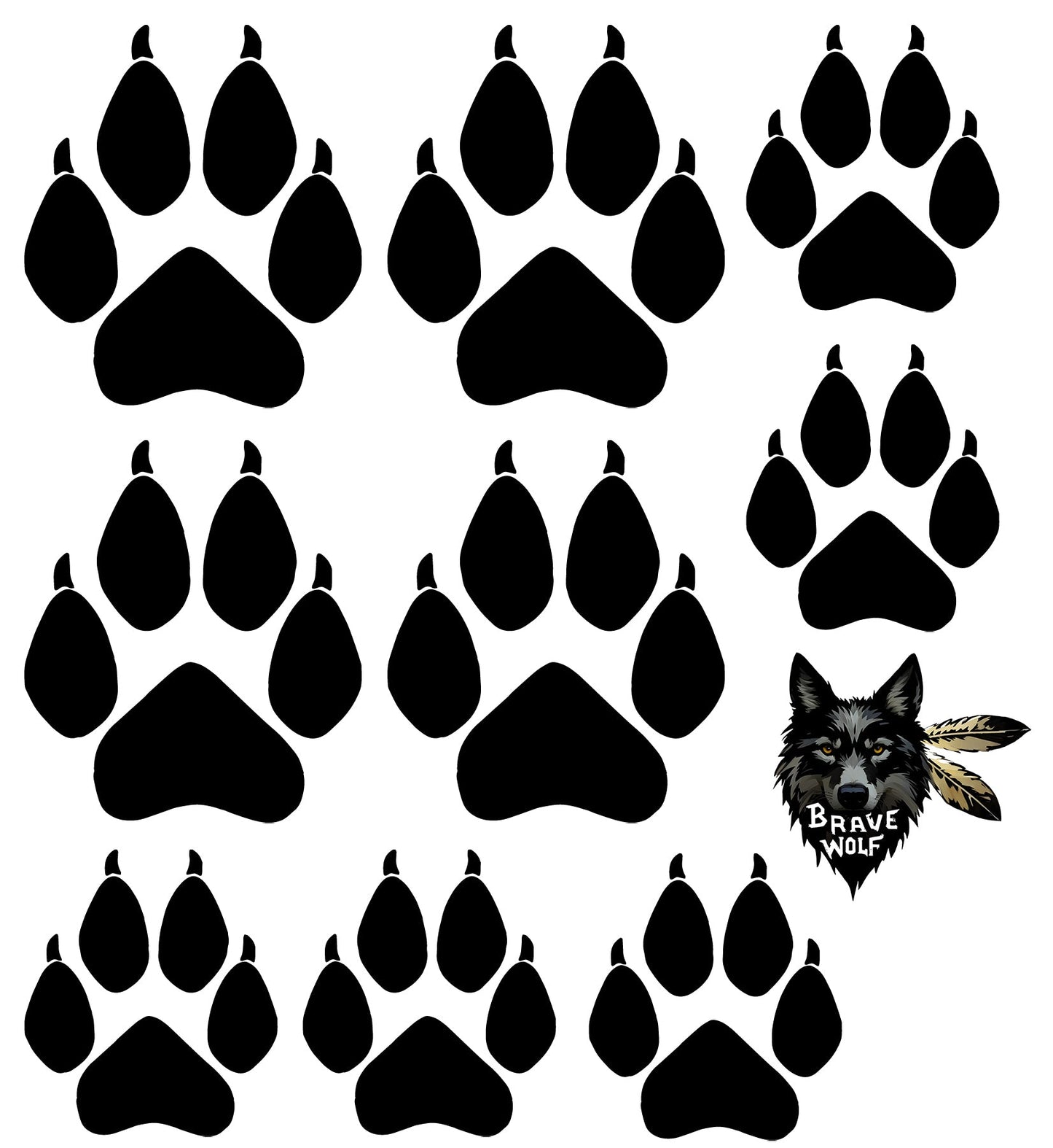 Wolf Paw Print Accent Decal Set