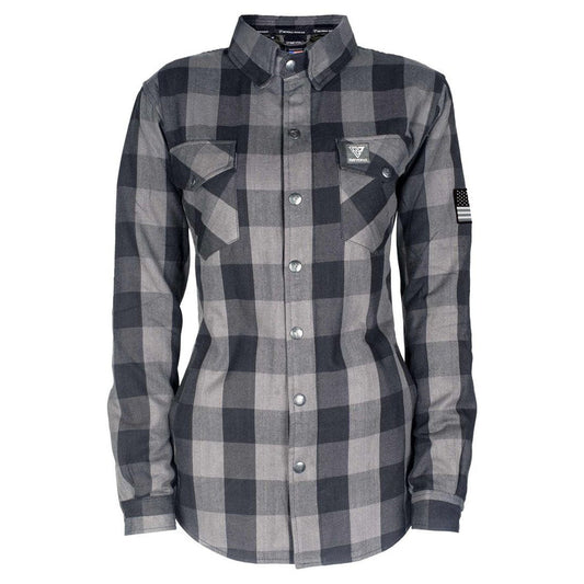 Protective Flannel Shirt for Women - Grey Checkered with Pads