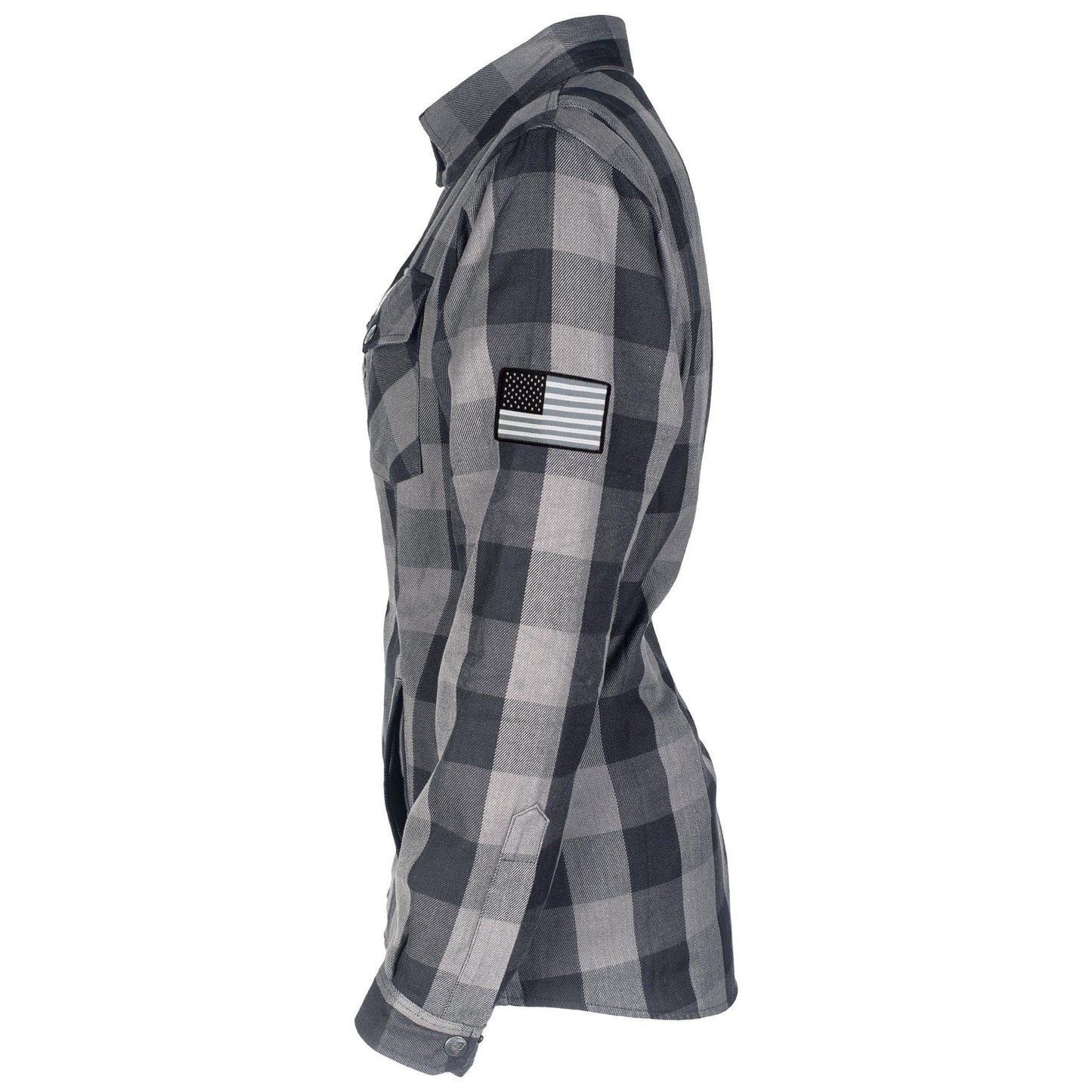 Protective Flannel Shirt for Women - Grey Checkered with Pads