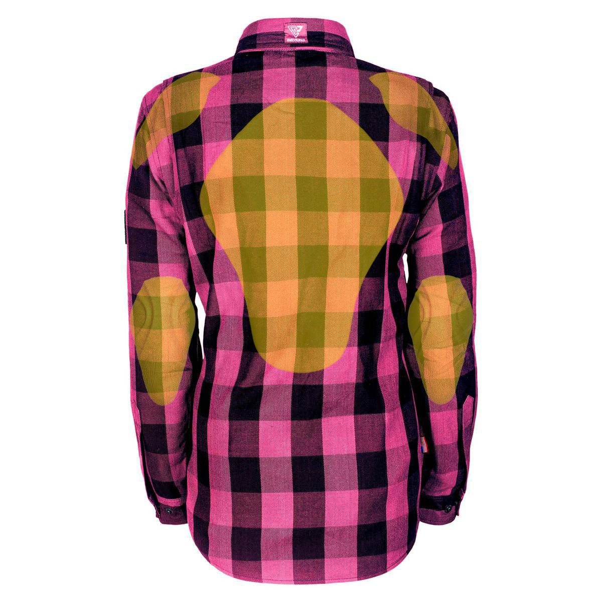 Protective Flannel Shirt for Women - Pink Checkered with Pads